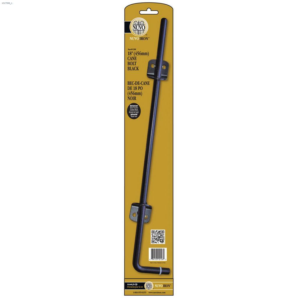 18" Black Galvanized Steel Cane Bolt