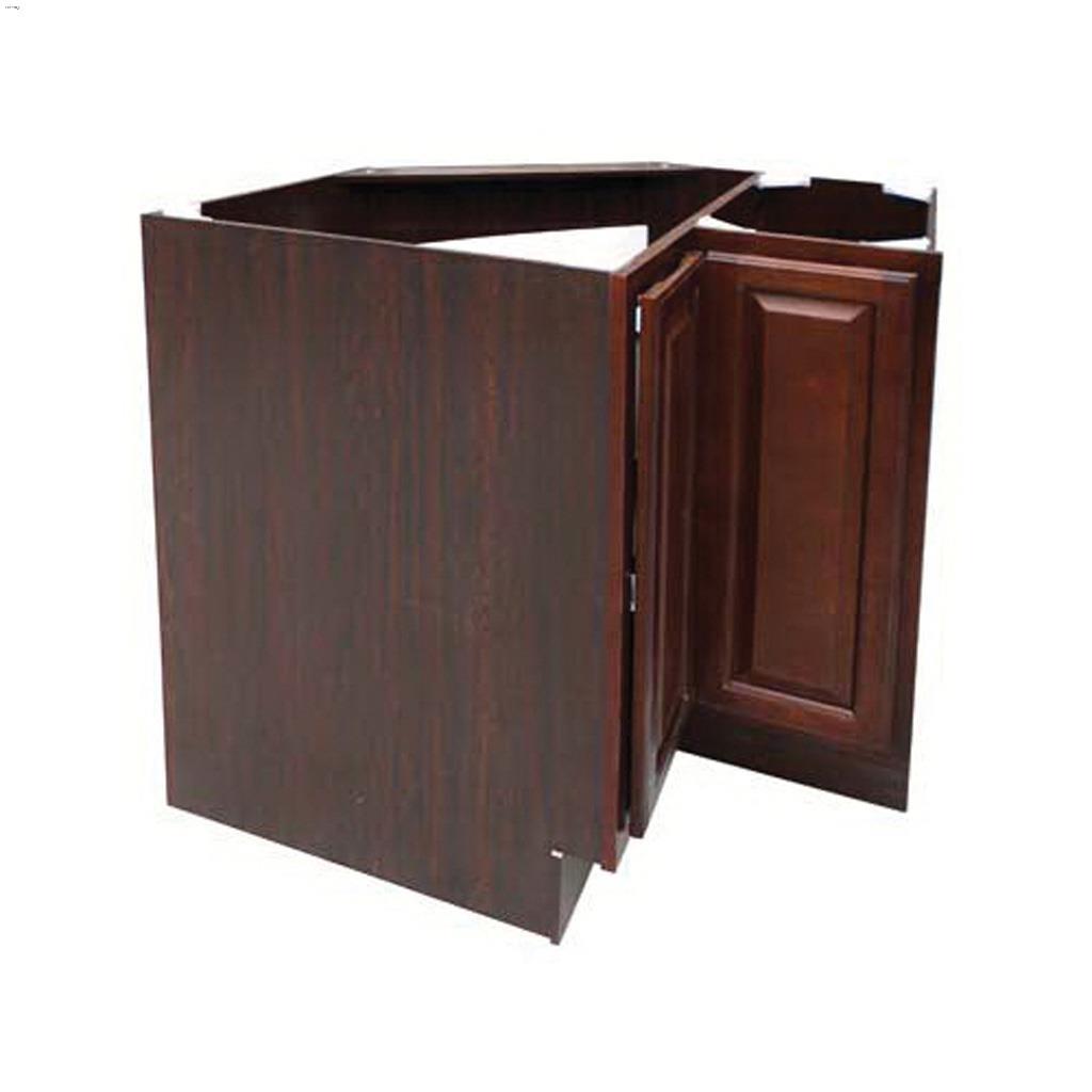 36" Espresso Lazy Susan Base Cabinet With Rotary Shelves