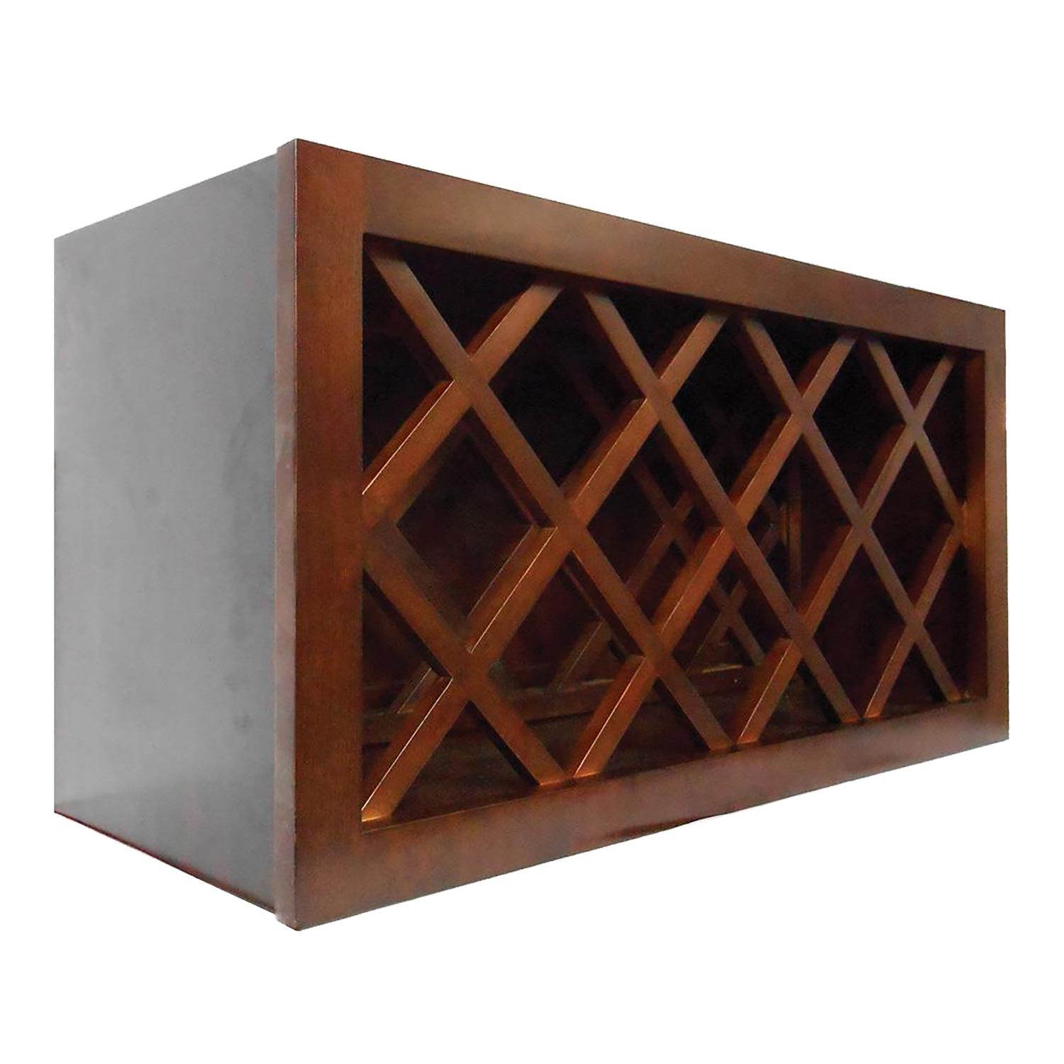 15" x 30" Espresso Stained Wine Rack Wall Cabinet