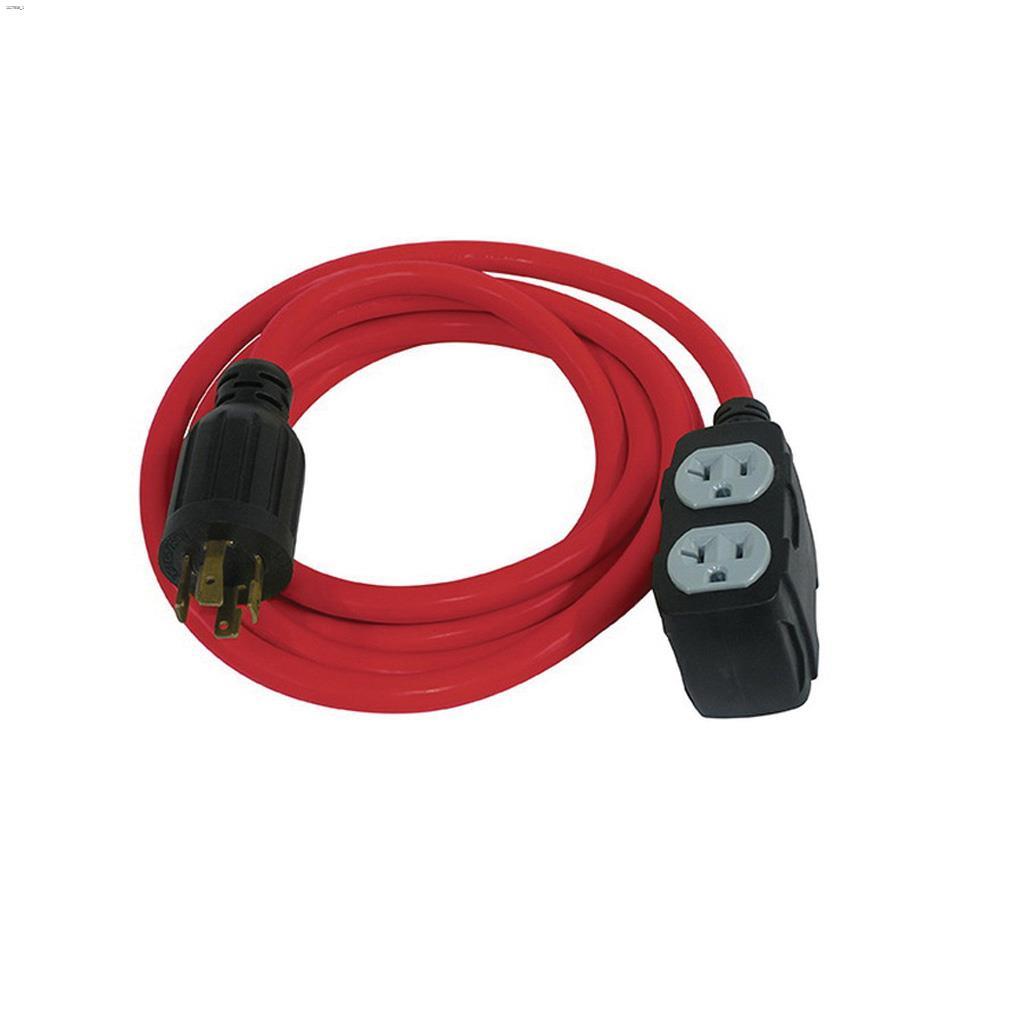 12 AWG 4 Outlet 10' Red SJTW Generator Extension Cord