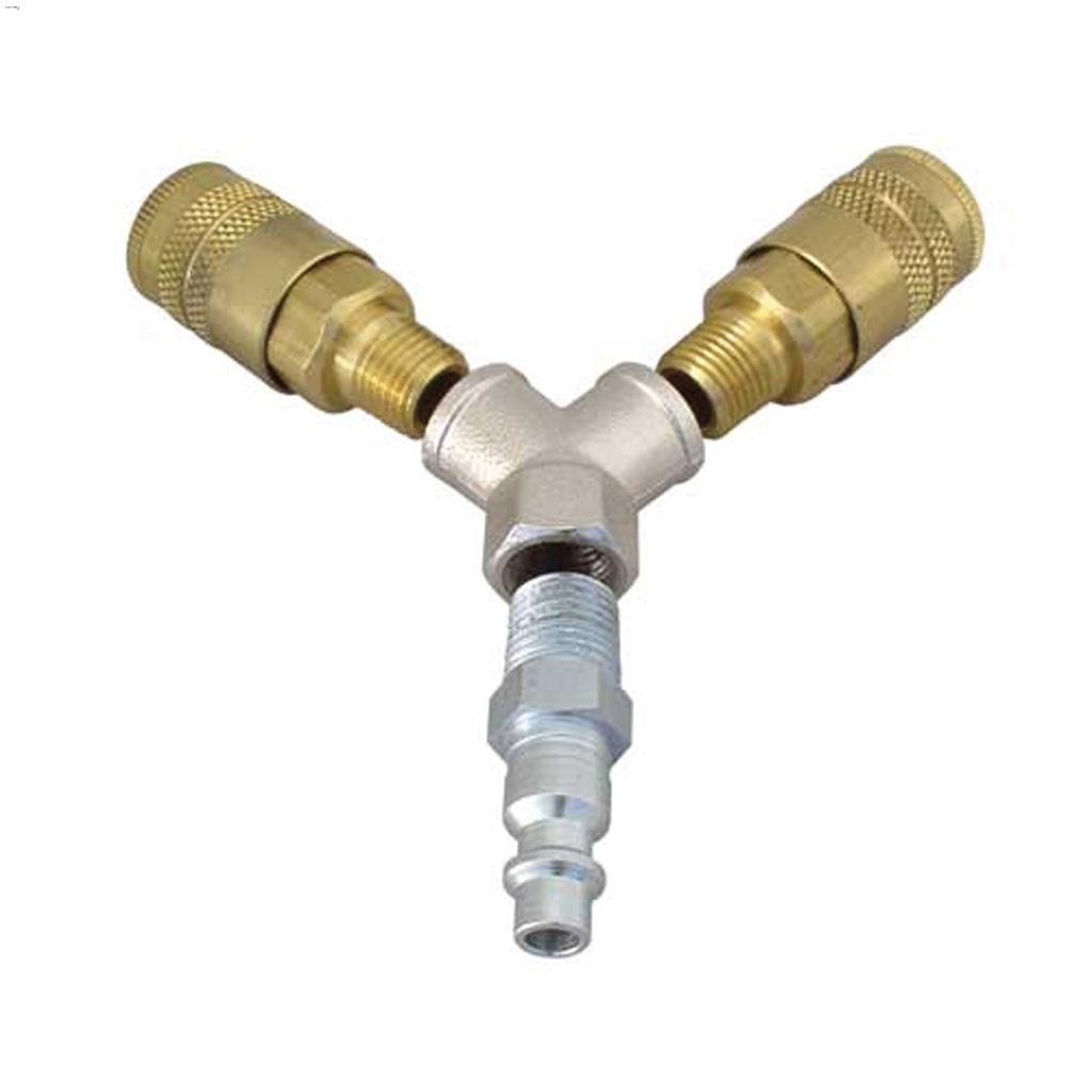 1/4" MNPT Zinc Steel Coupler Double Hose Splitter Kit