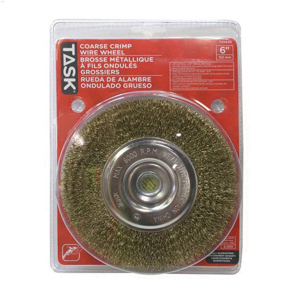 6" Coarse Brass Coated Steel Crimp Wire Wheel