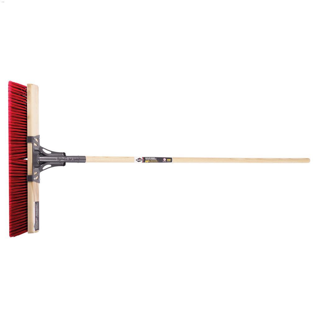 64" x 24" x 4-3/8" Red/Black Bristle Pro Series Push Broom