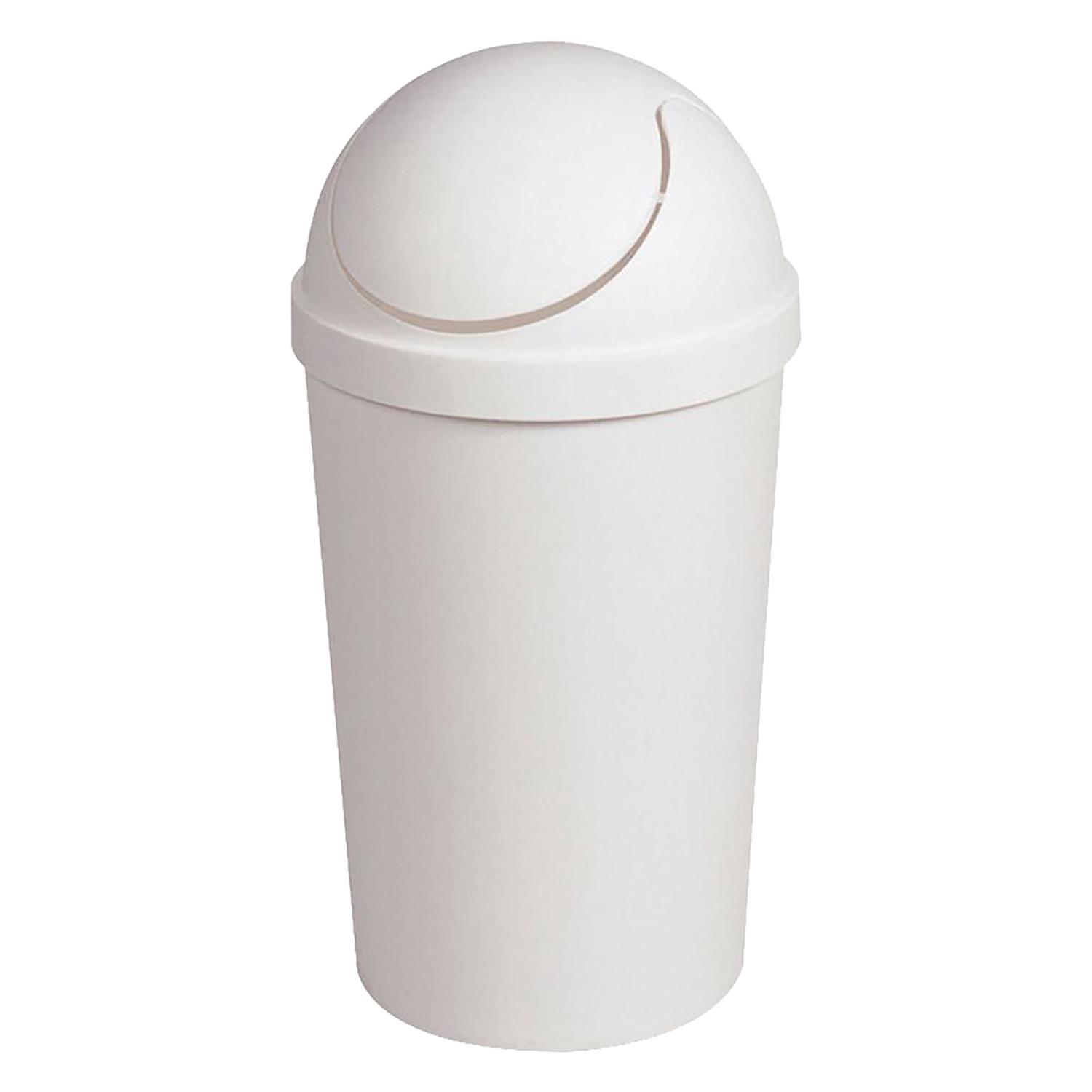 3 gal White Round Swing Top Wastebasket