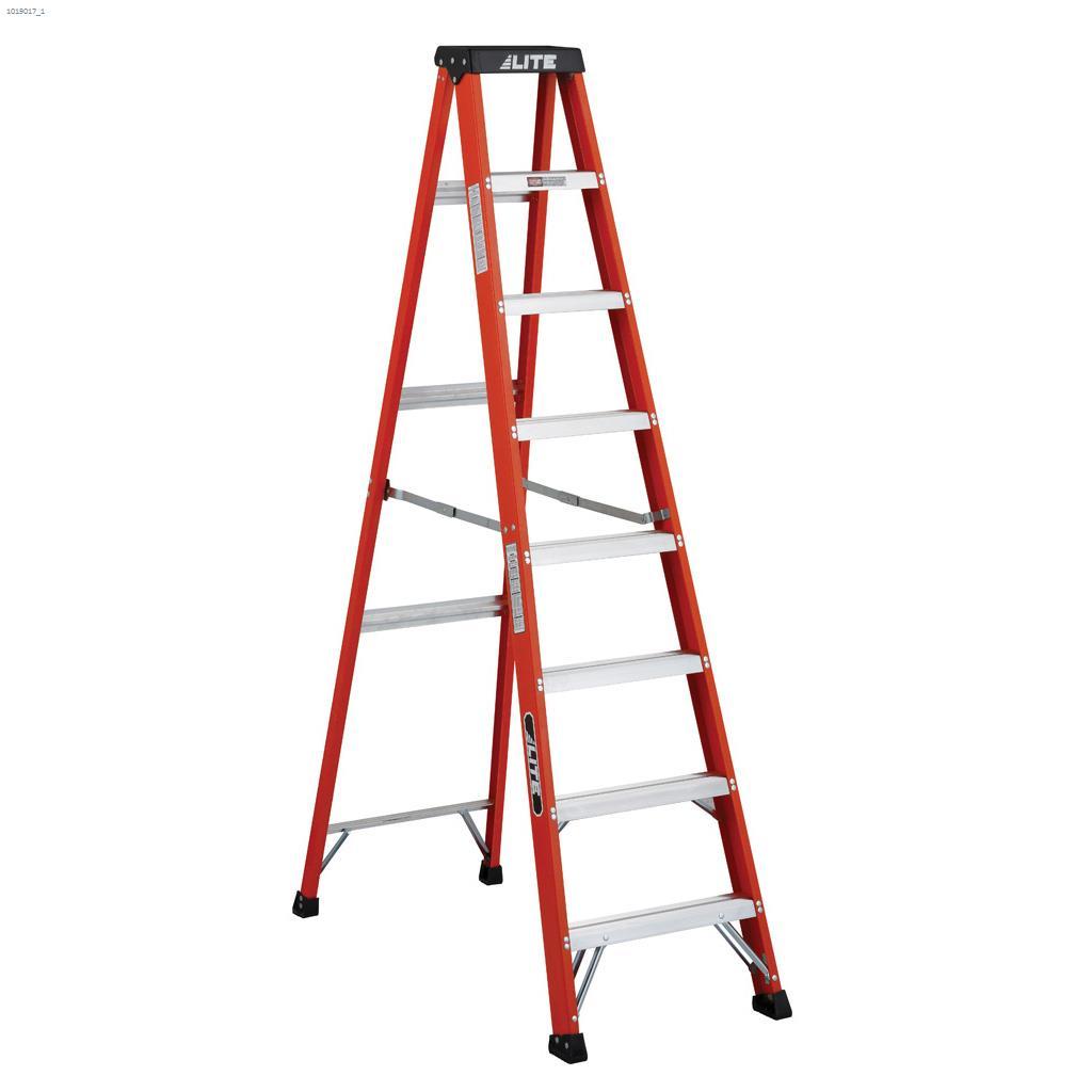 8' Fiberglass Step Ladder Grade 1A 300 Lbs Capacity