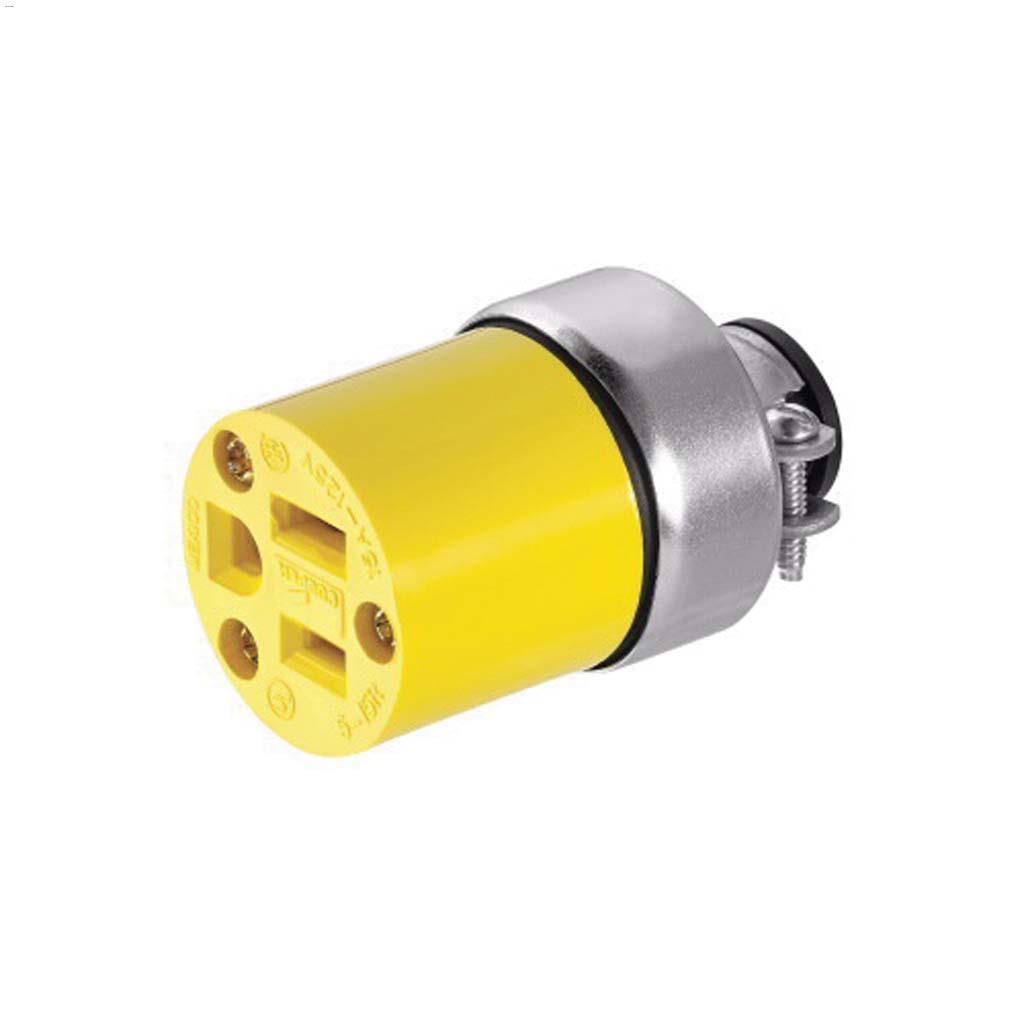 Vinyl Yellow Armoured Connector 15A 125V 2P/3W