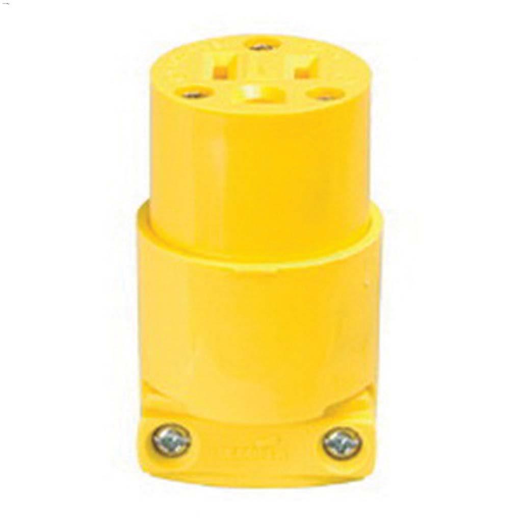 Vinyl Yellow Armoured Connector 15A 125V 2P/3W