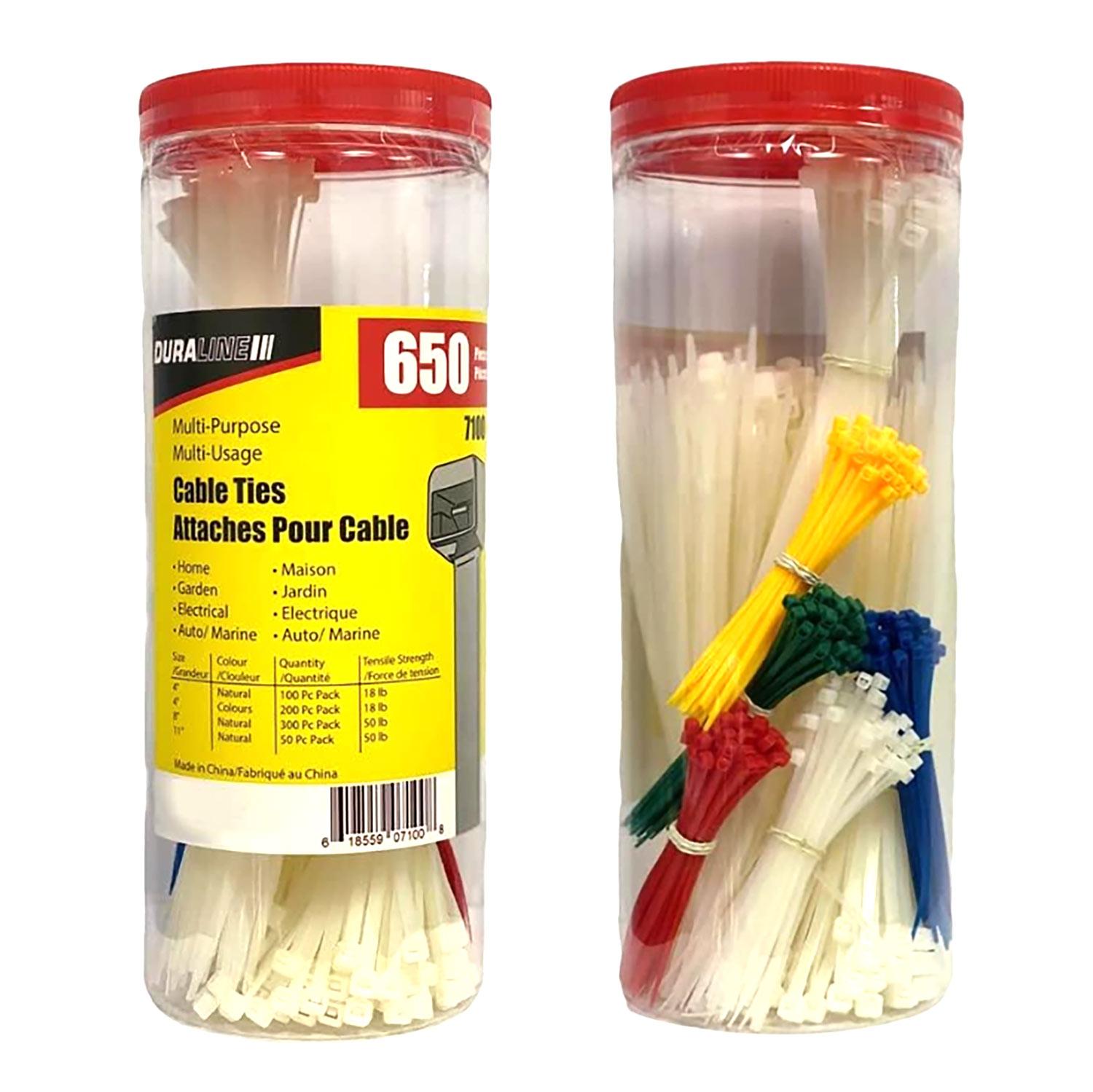 Black Nylon 6/6 Cable Tie Assortment-650/Pack