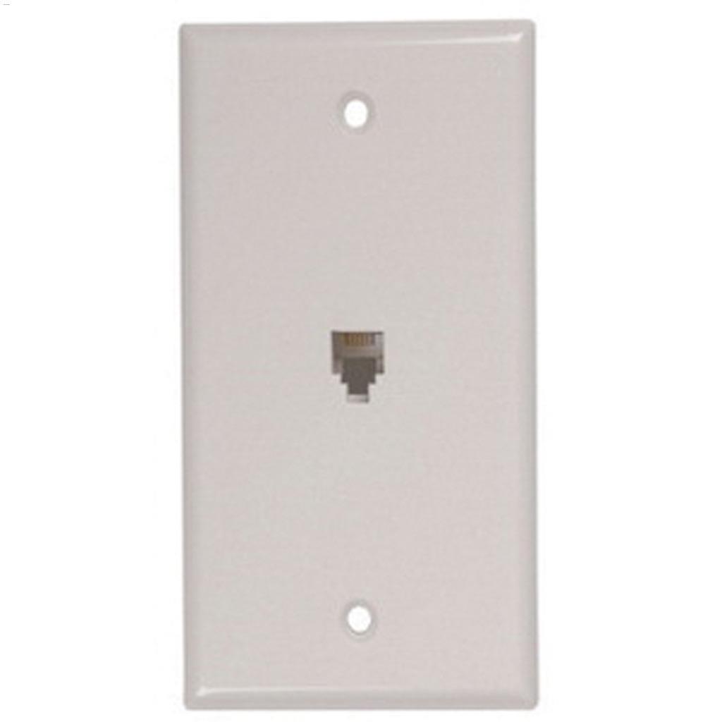 White Modular Phone Wall Plate With Jack