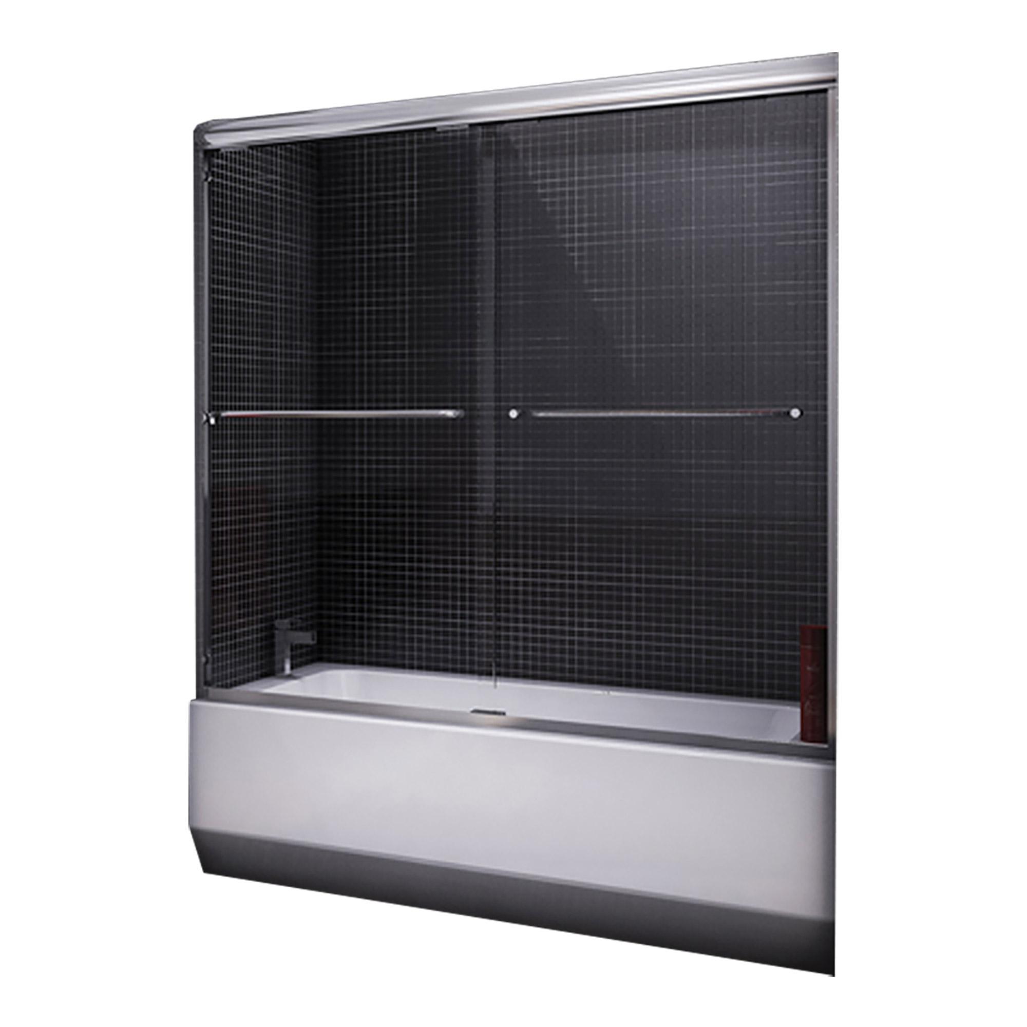 56 - 60" x 57-3/4" Brushed Nickel Clear Sliding Tub Door