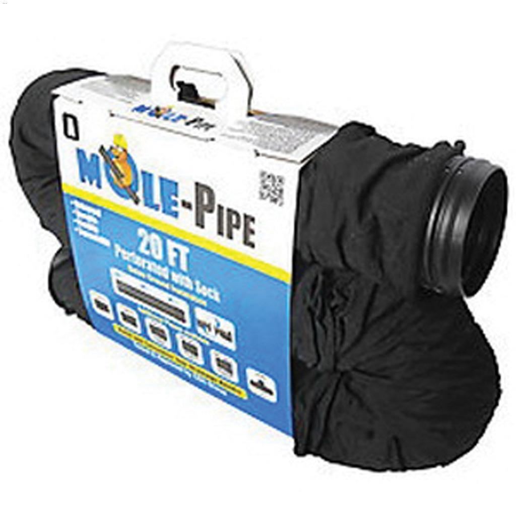 20' Black Expandable Corrugated Perforated Pipe With Sock