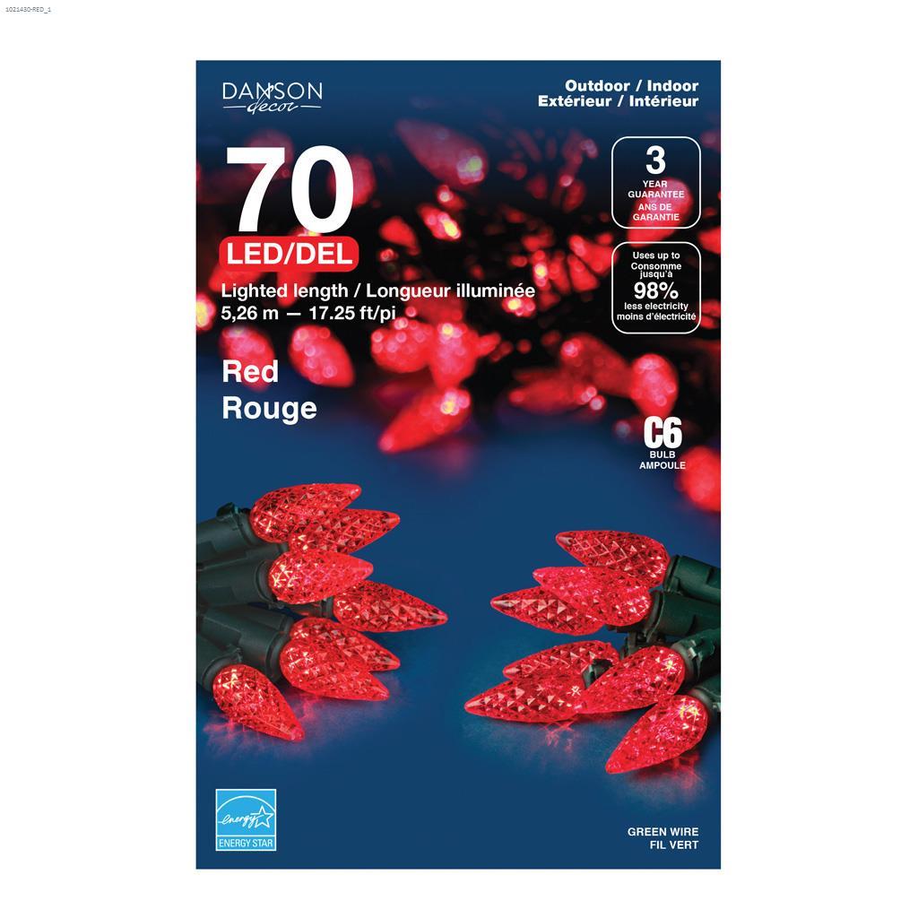 C6 LED String Lights with 70 Red Lights
