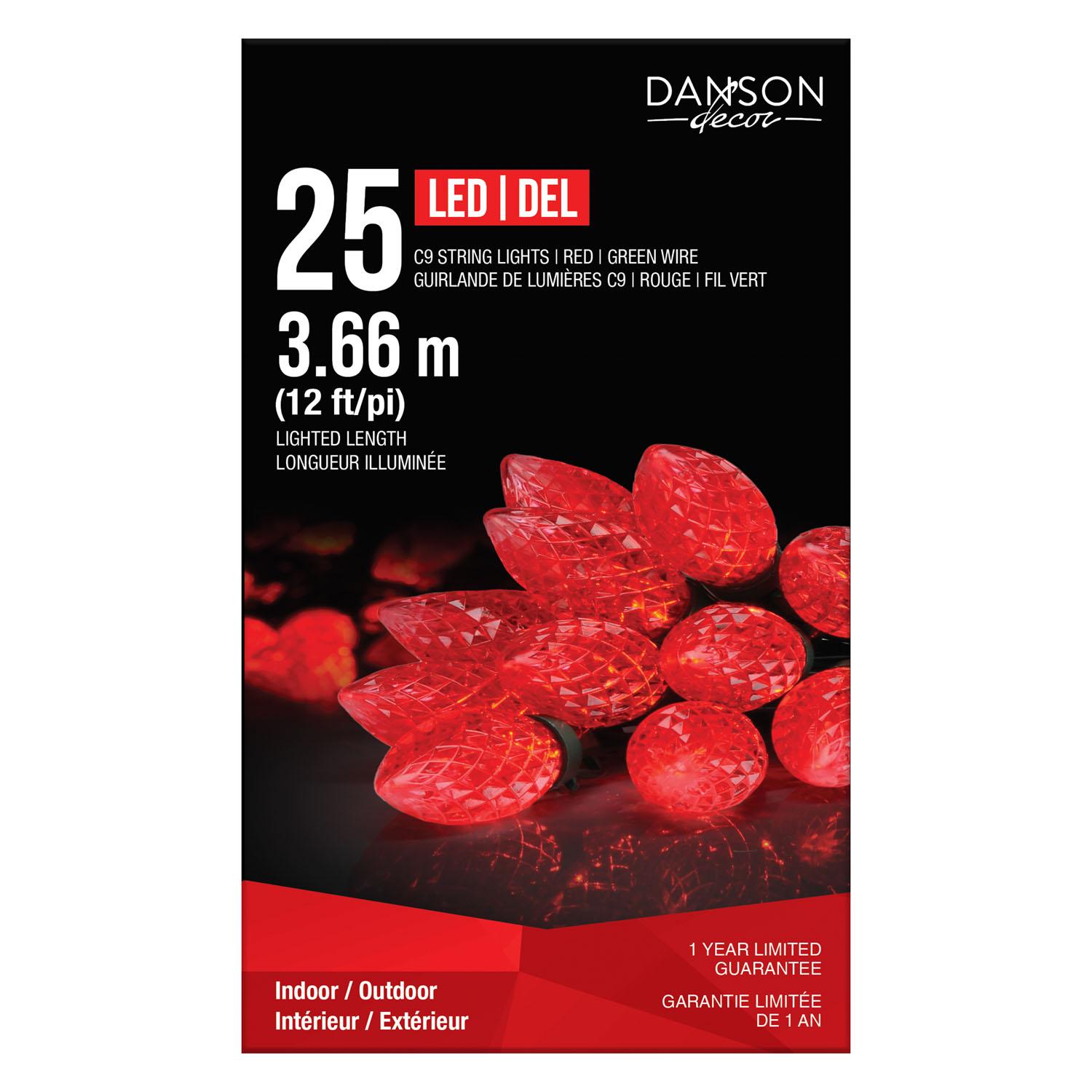 C9 LED String Lights with 25 Red Lights