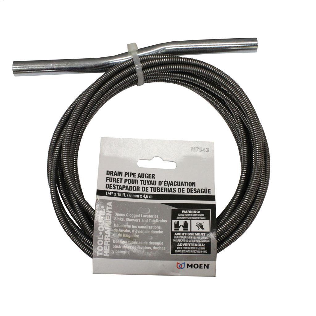 1/4" x 15' Galvanized Spring Wire Drain Auger
