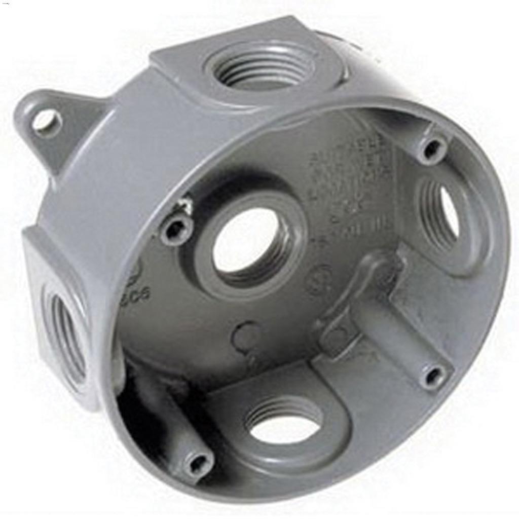 4" x 1-1/2" (5) 1/2" Outlet Round Splice Box