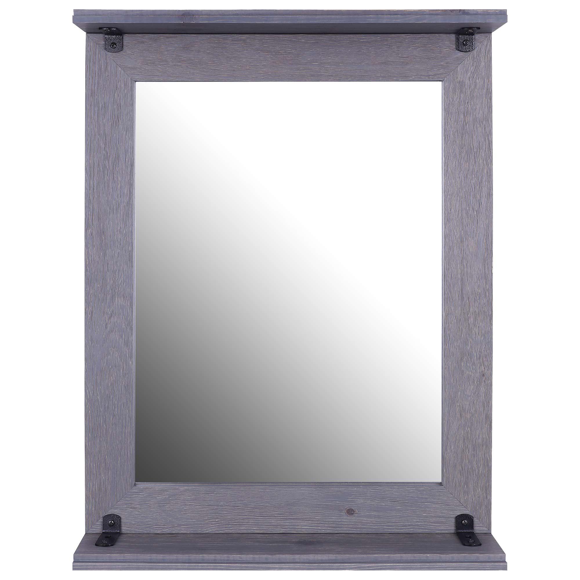 22.75" x 28.75" Grey Mirror With Shelf