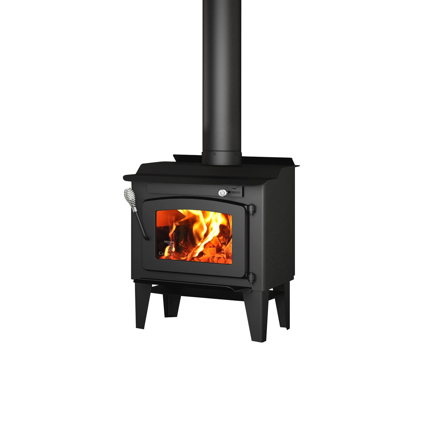 20,000 BTU Century Heating Steel Metallic Black Wood Stove