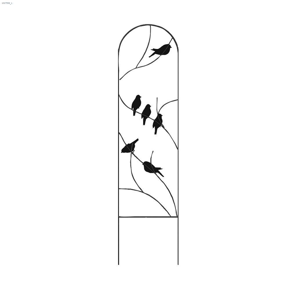 40" x 10" x 1/4" Black Perching Birds Pot Trellis