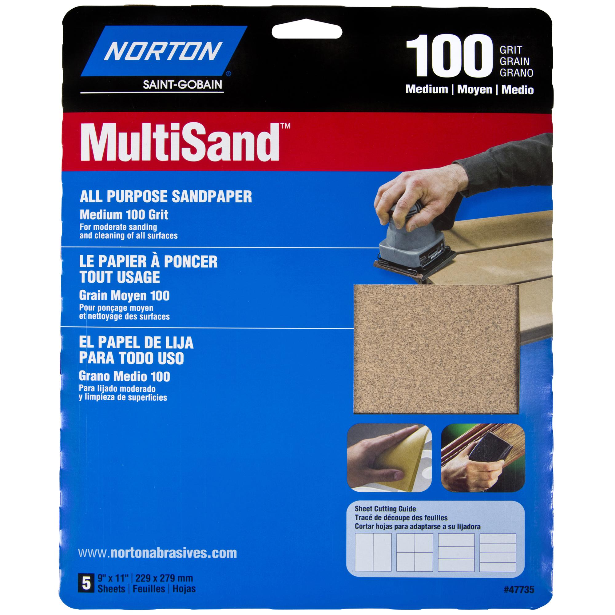 Multisand Sanding Sheet 9 X 11 100grit Handy Pack-5/Pack