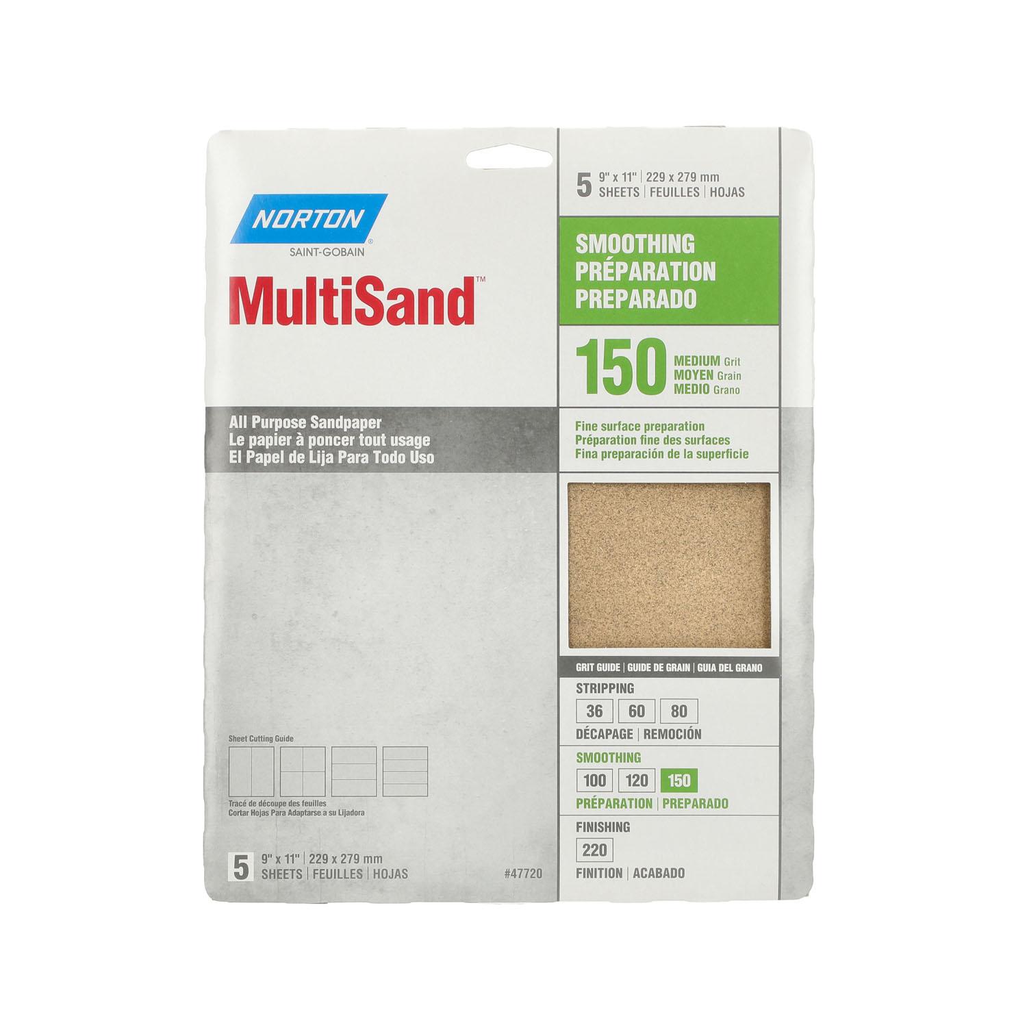 Multisand Sanding Sheet 9x11 150grit Handy Pack-5/Pack