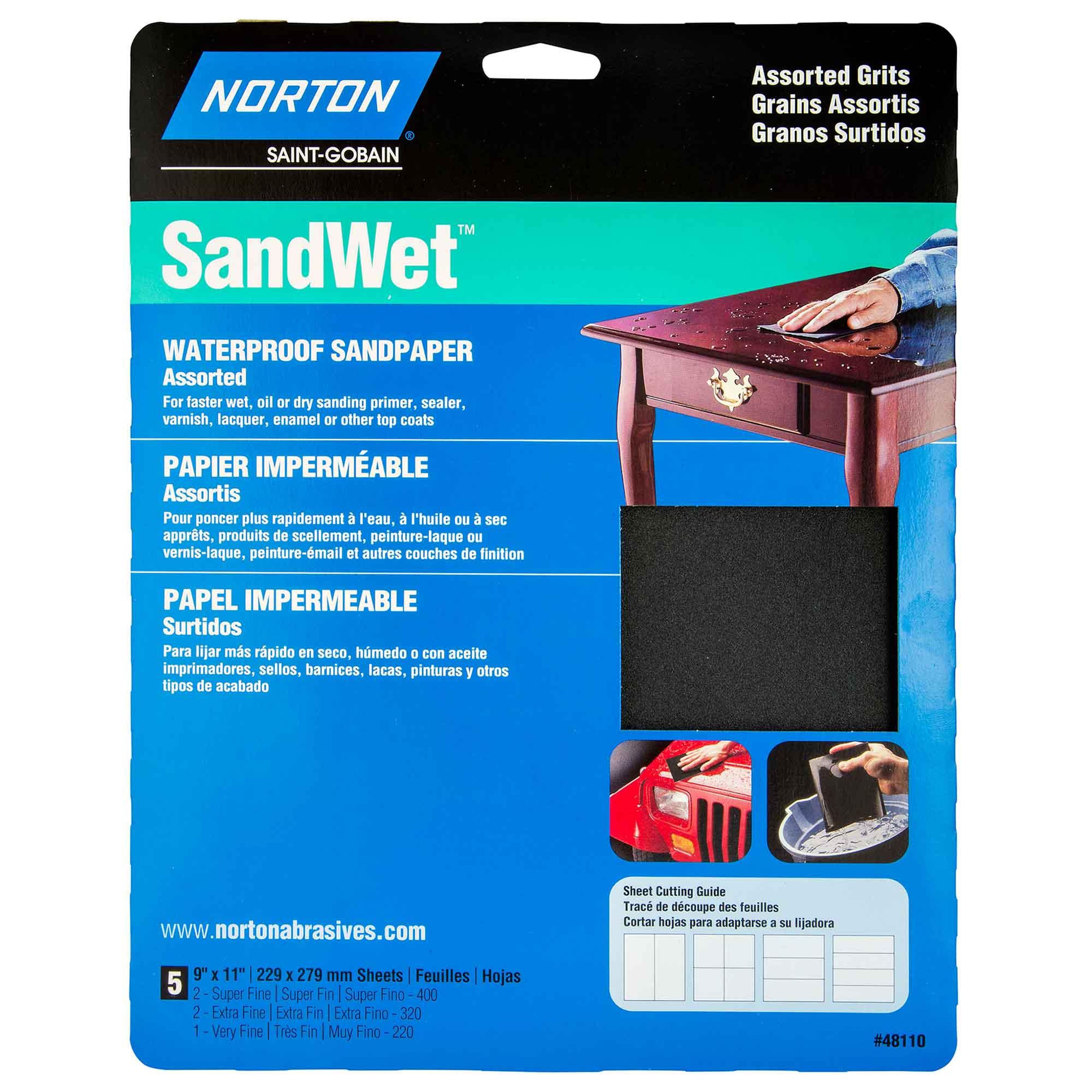Sandwet Sanding Sheet 9 X 11 Assorted Grit Handy Pack-5/Pack