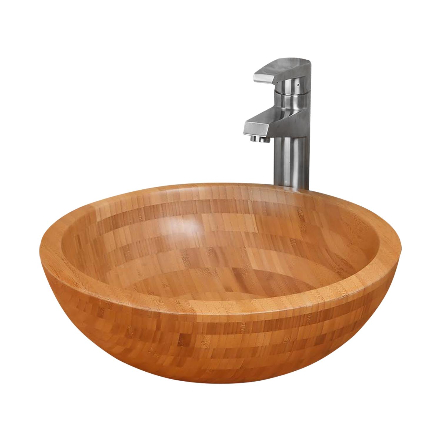 Bamboo Round Above Counter Bathroom Sink