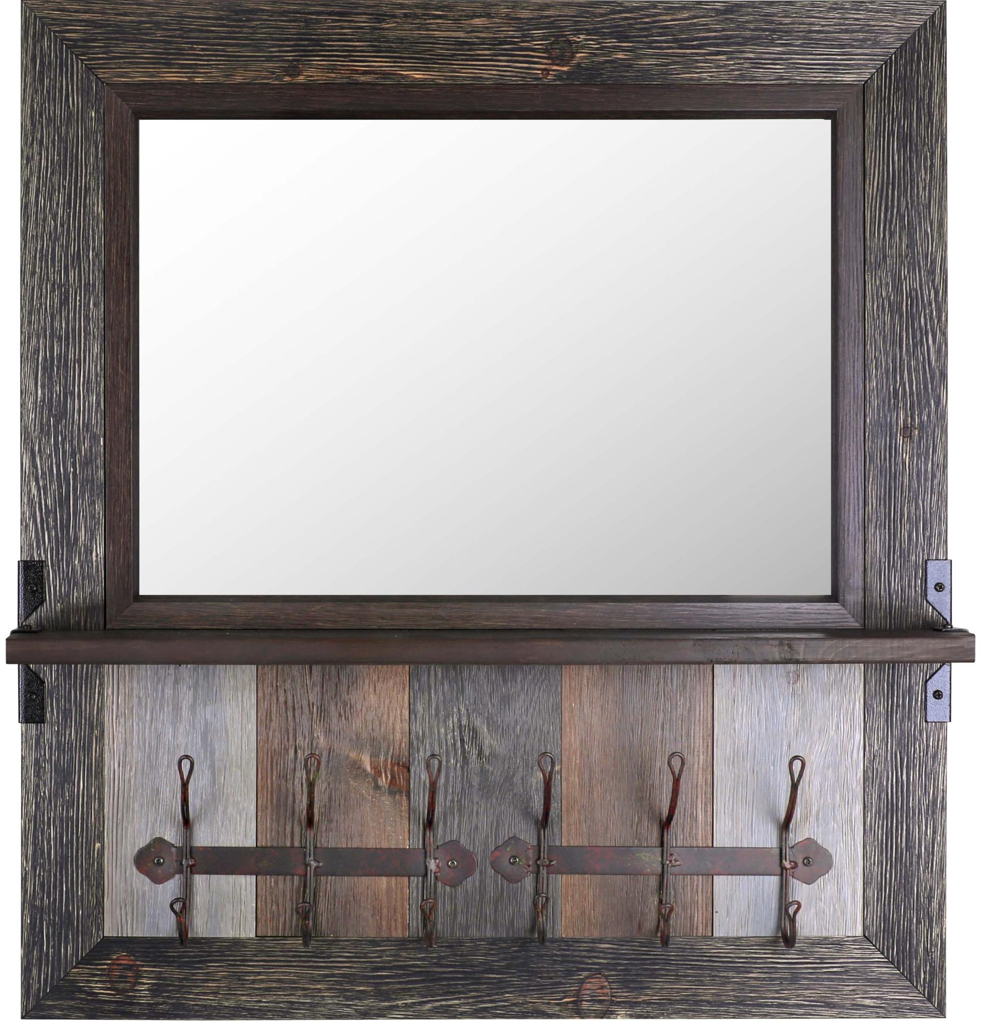 Wood Framed Mirror With Shelf