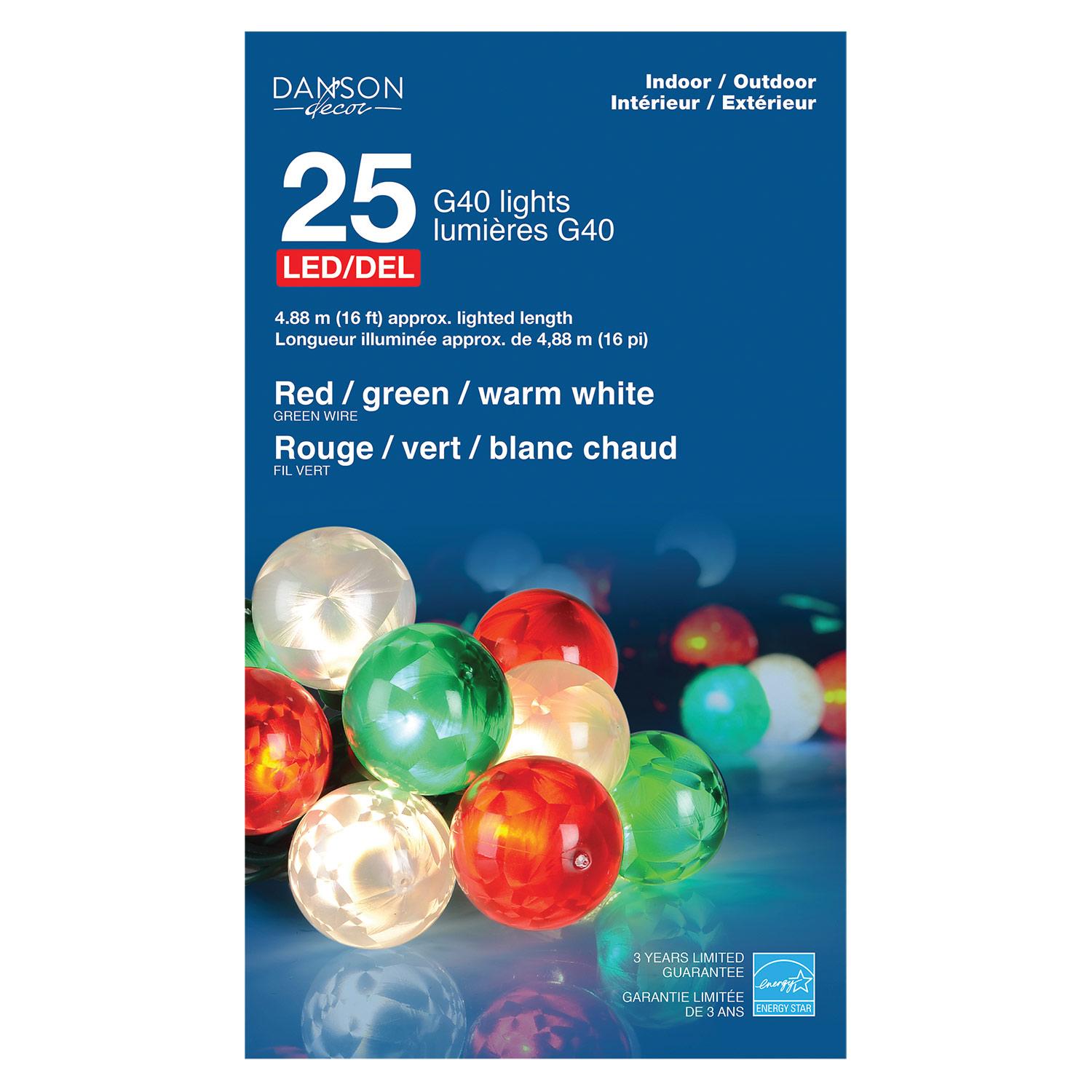 Lumières extérieures DEL glaçons rouge blanc vert DEL, 25