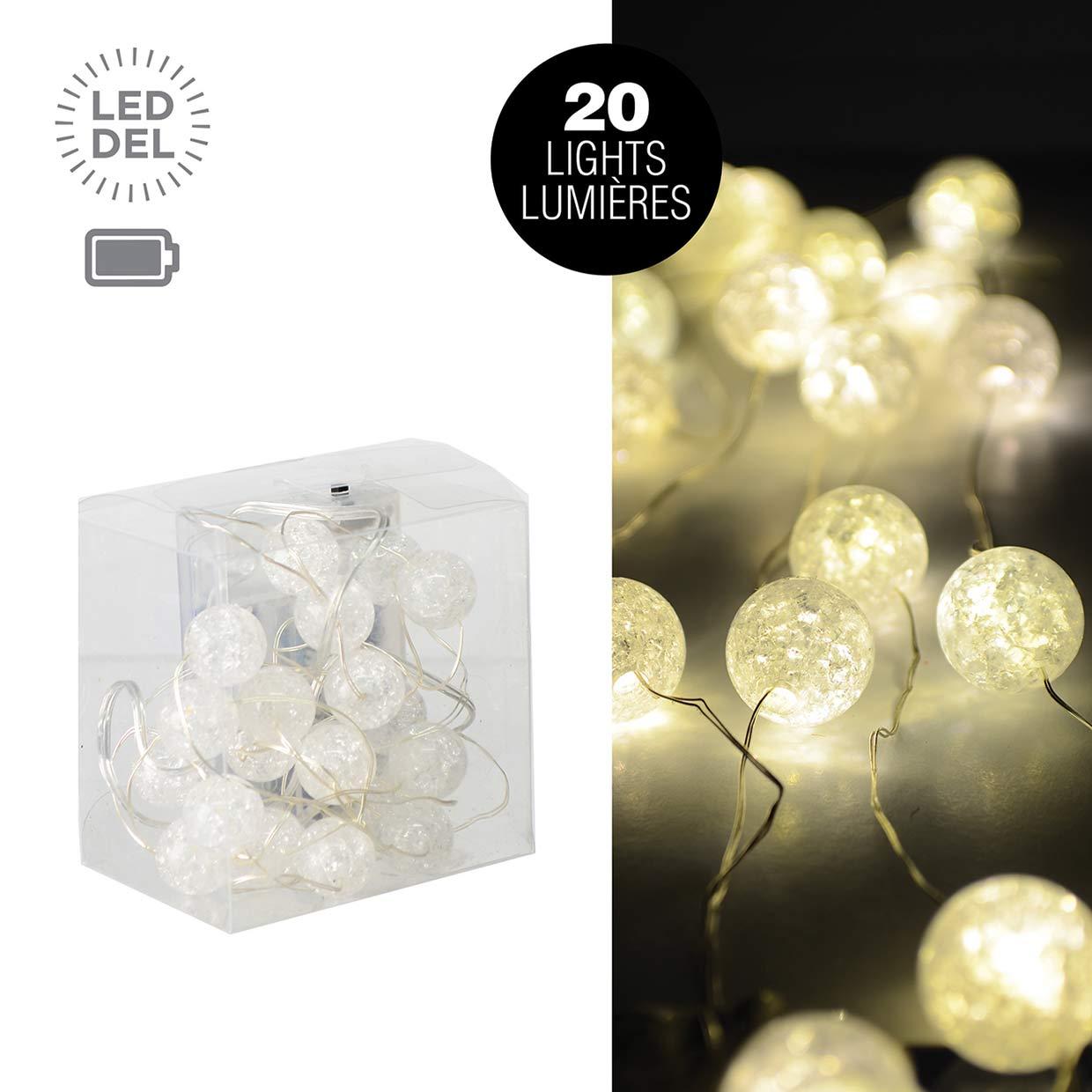 Lumières DEL à micropoints à boules blanc chaud, 20
