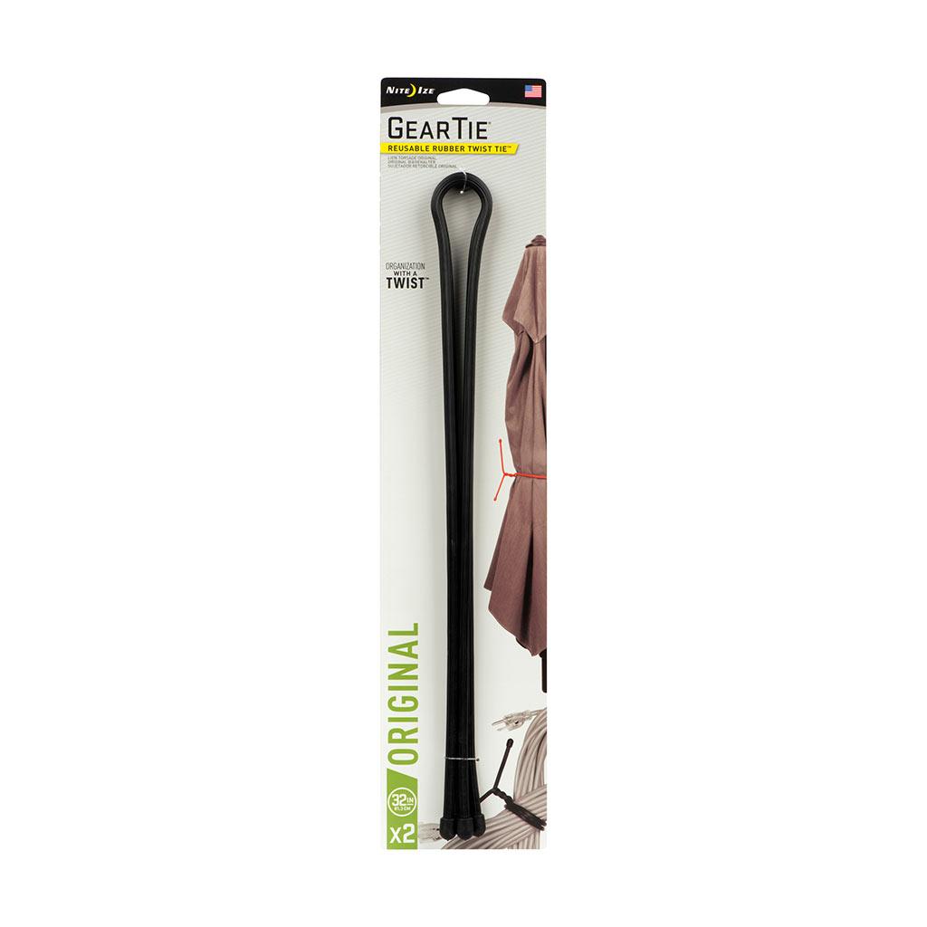 Gear Tie Reusable Rubber Twist Tie 32" - Black-2/Pack