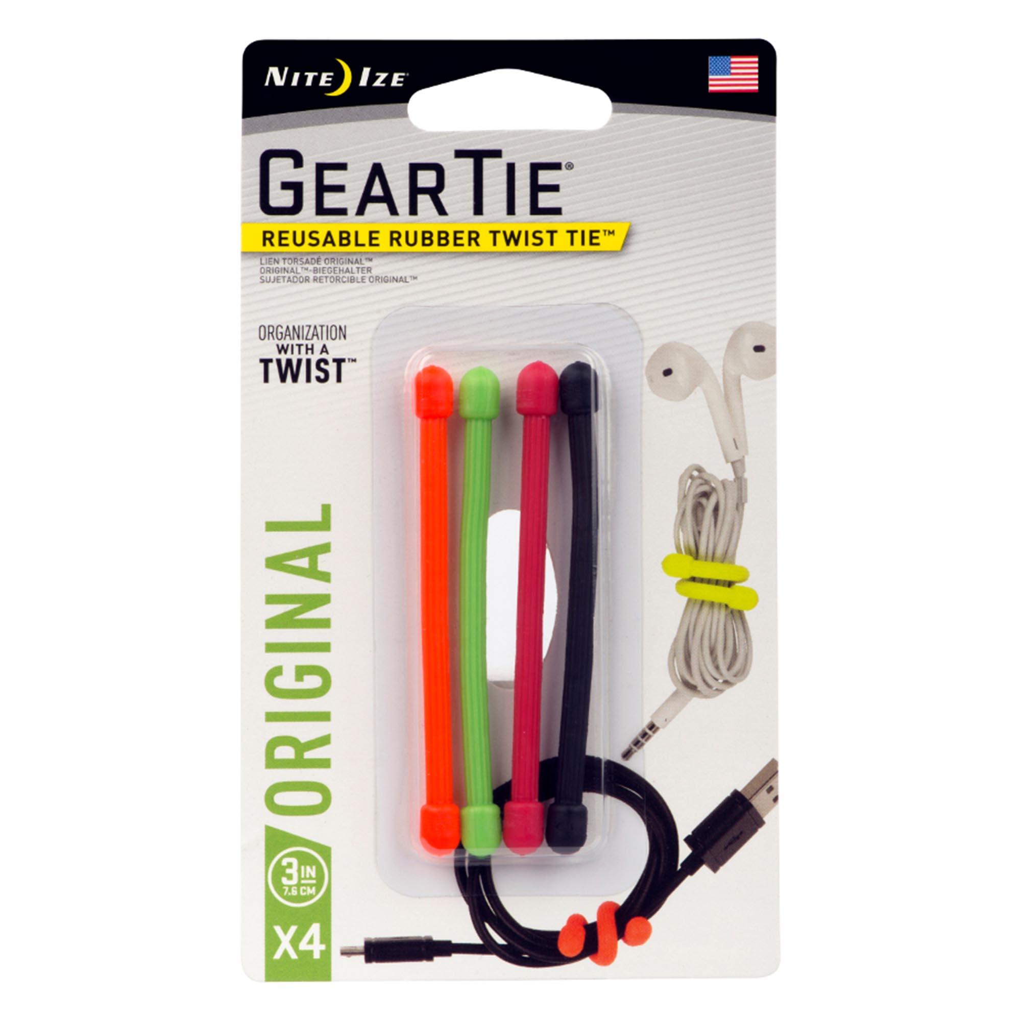 Lien torsadé caout. réutilisable Gear Tie 3 po, 4/pqt