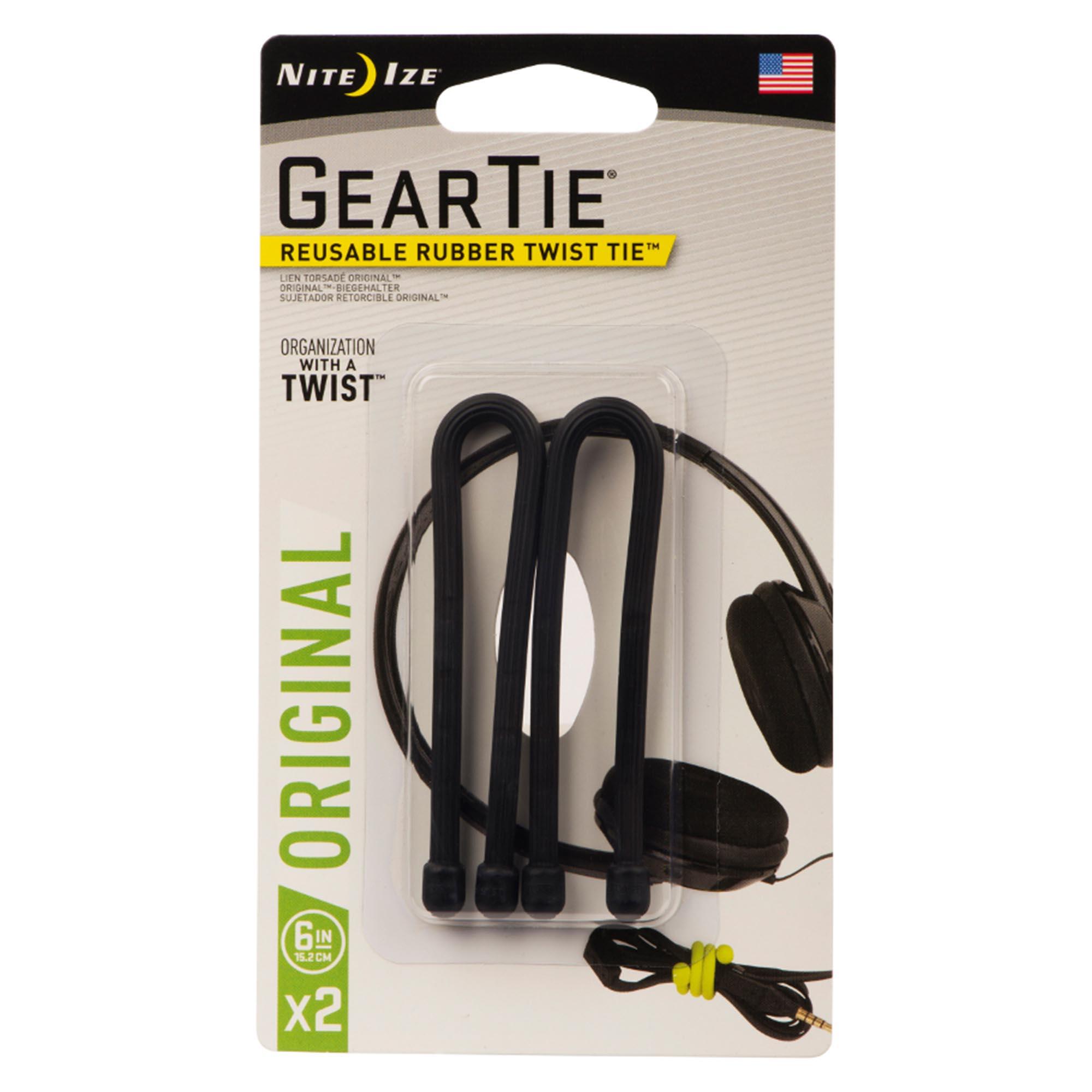 Lien torsadé caout. réutilisable Gear Tie 6 po, 2/pqt
