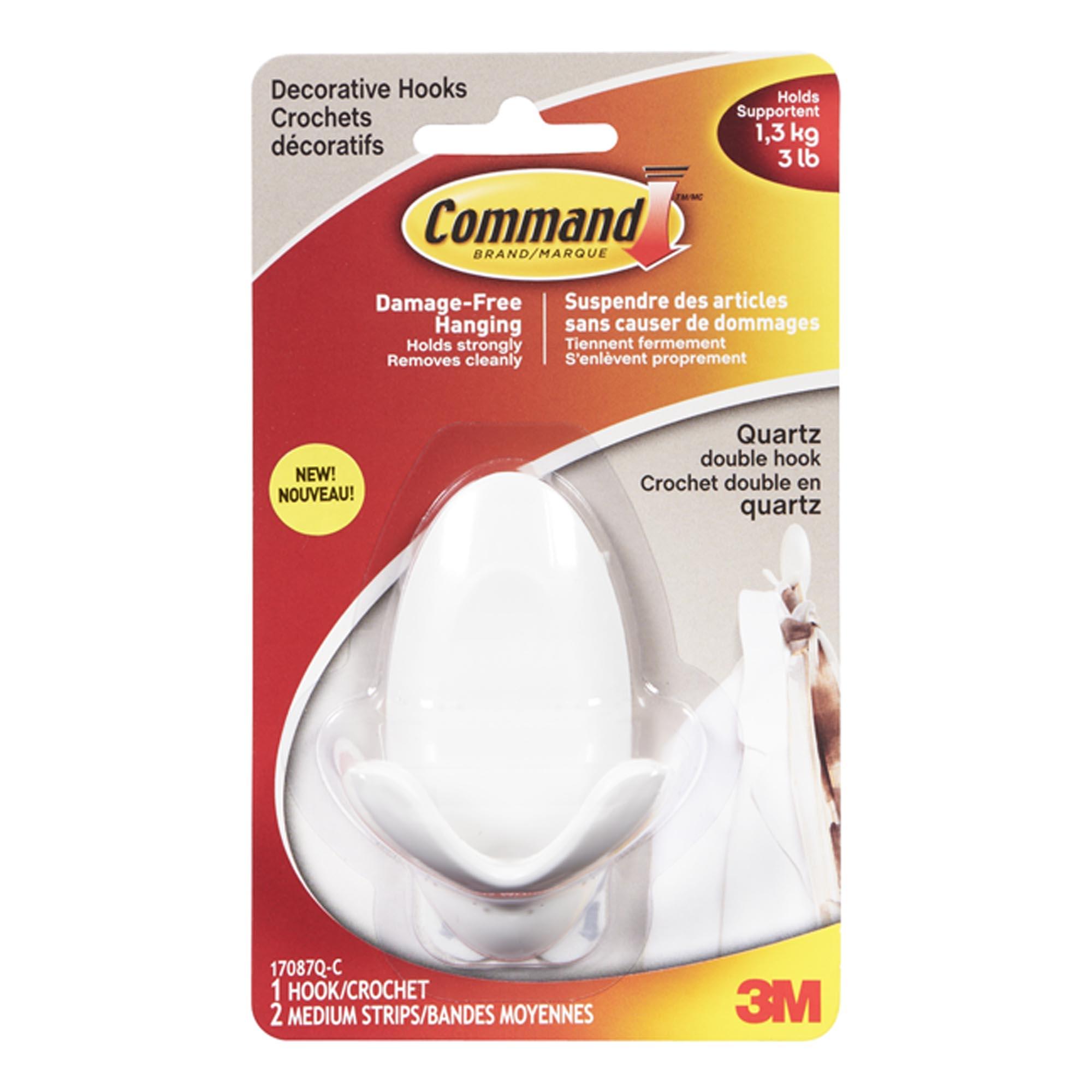 Crochet double Command™, moyen, quartz