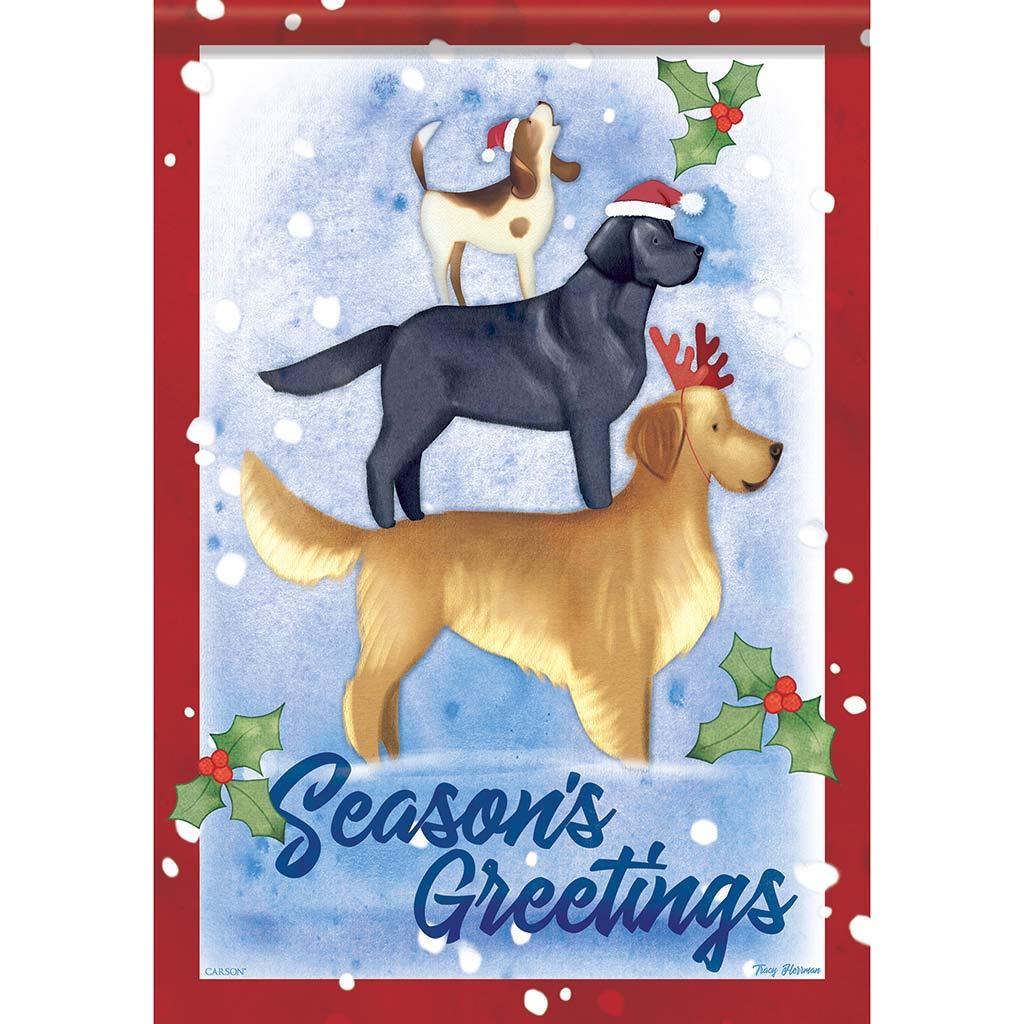 Winter Garden Flag Christmas Dogs