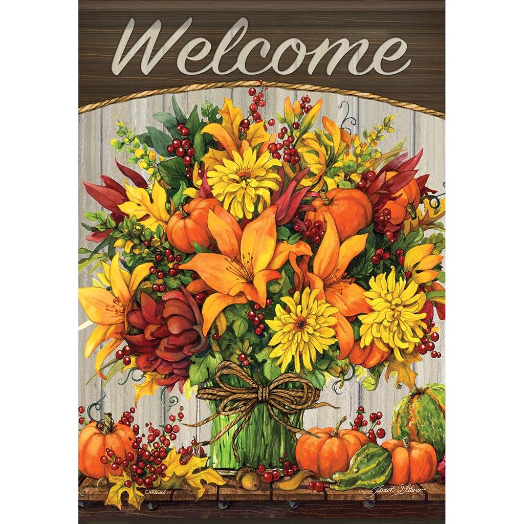 Fall Large Flag Fabulous Flowers Welcome
