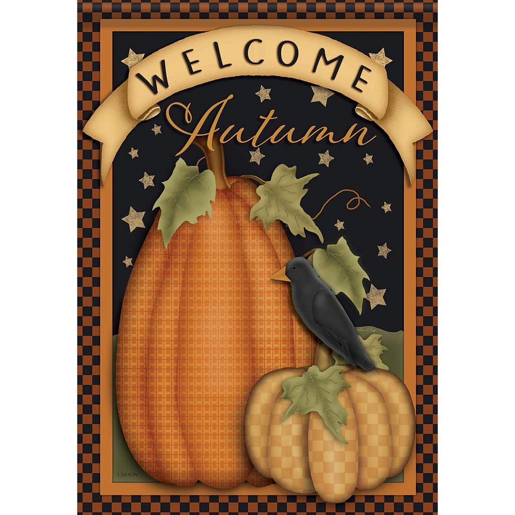 Fall Large Flag Primitive Pumpkin Welcome
