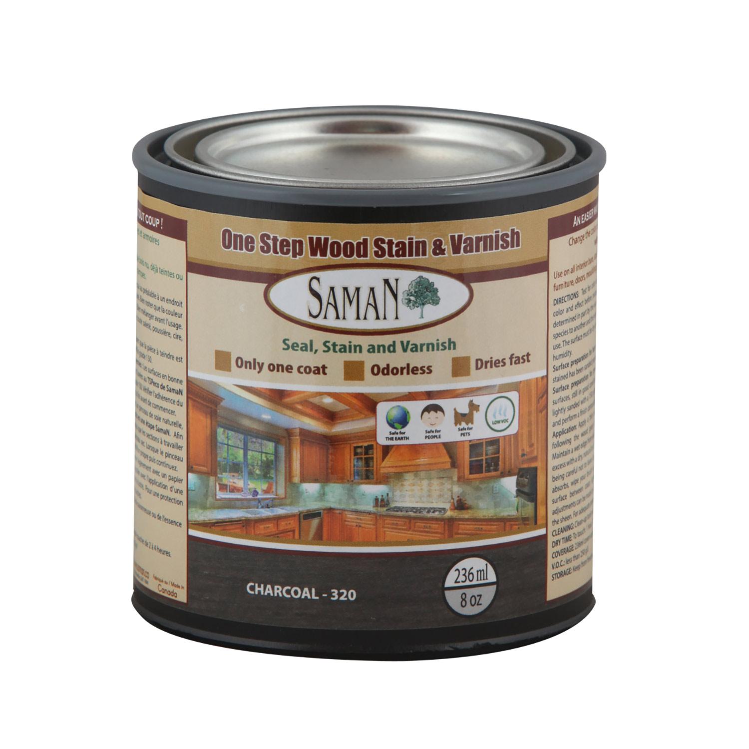 One Step Wood Stain & Varnish Charcoal 236 mL
