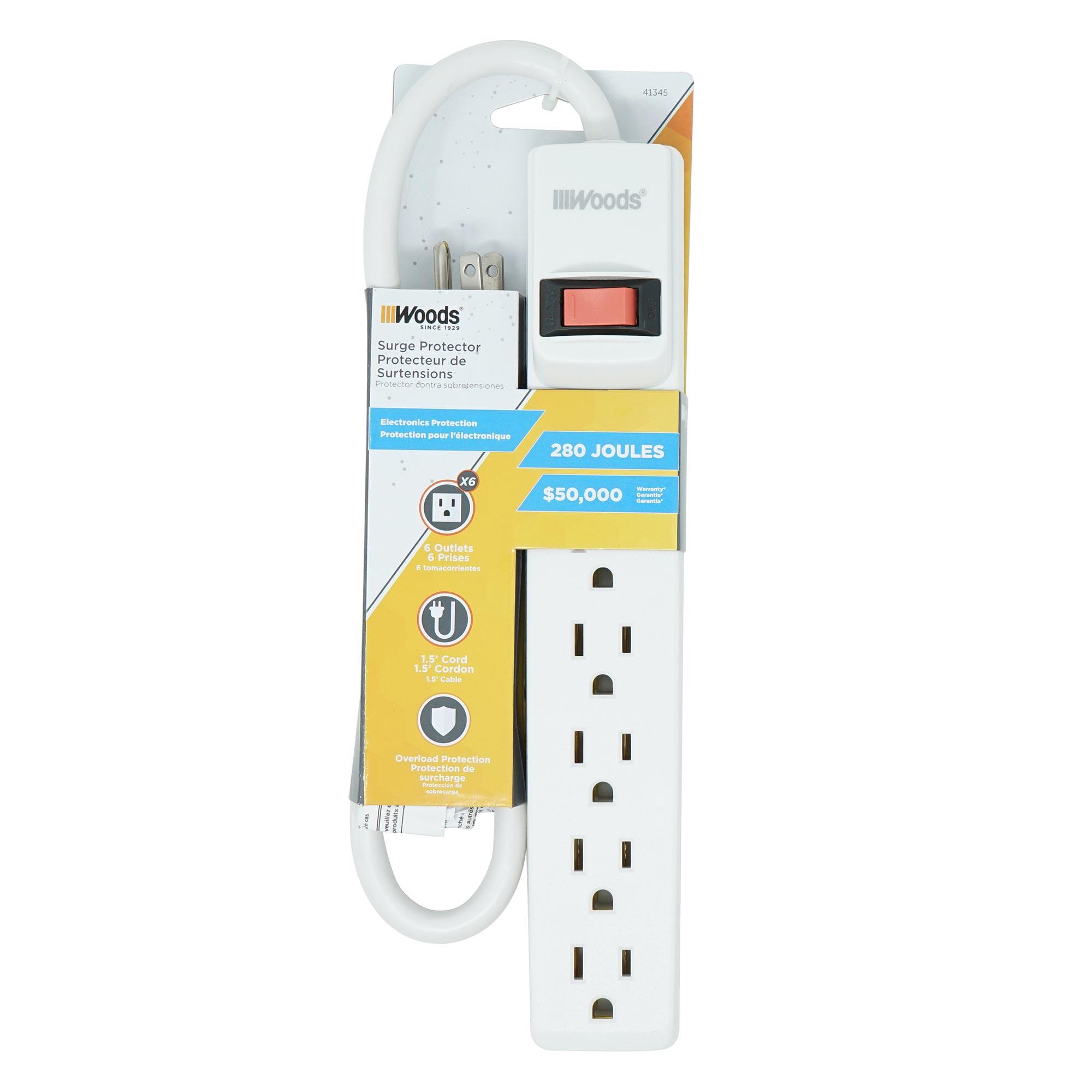 6 Outlet Surge Strip 280J 1.5' Cord