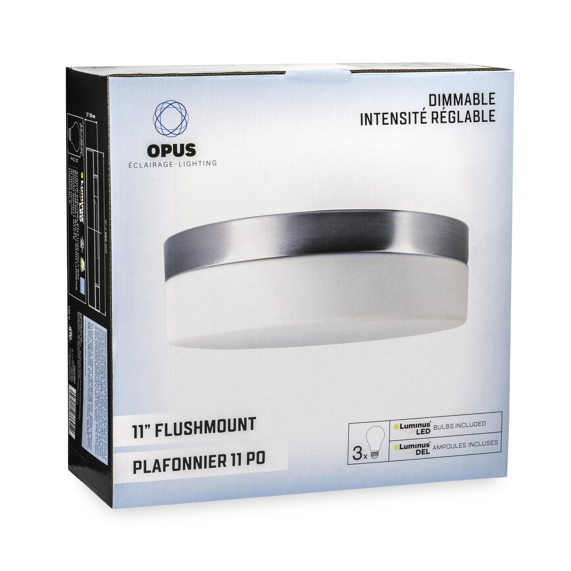 Opus 11" Satin Nickel Flush Mount