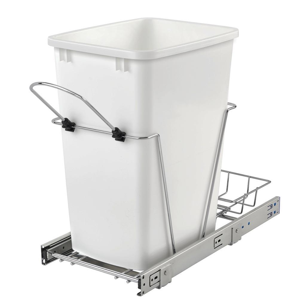 Chrome Steel Waste/Trash Container With Storage & Soft Close