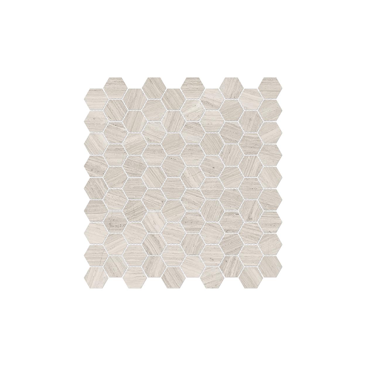 1.25"x1.25" Strada Ash Mayfair Hex Mosaic 10 PC/9.69 SqFt/Bx