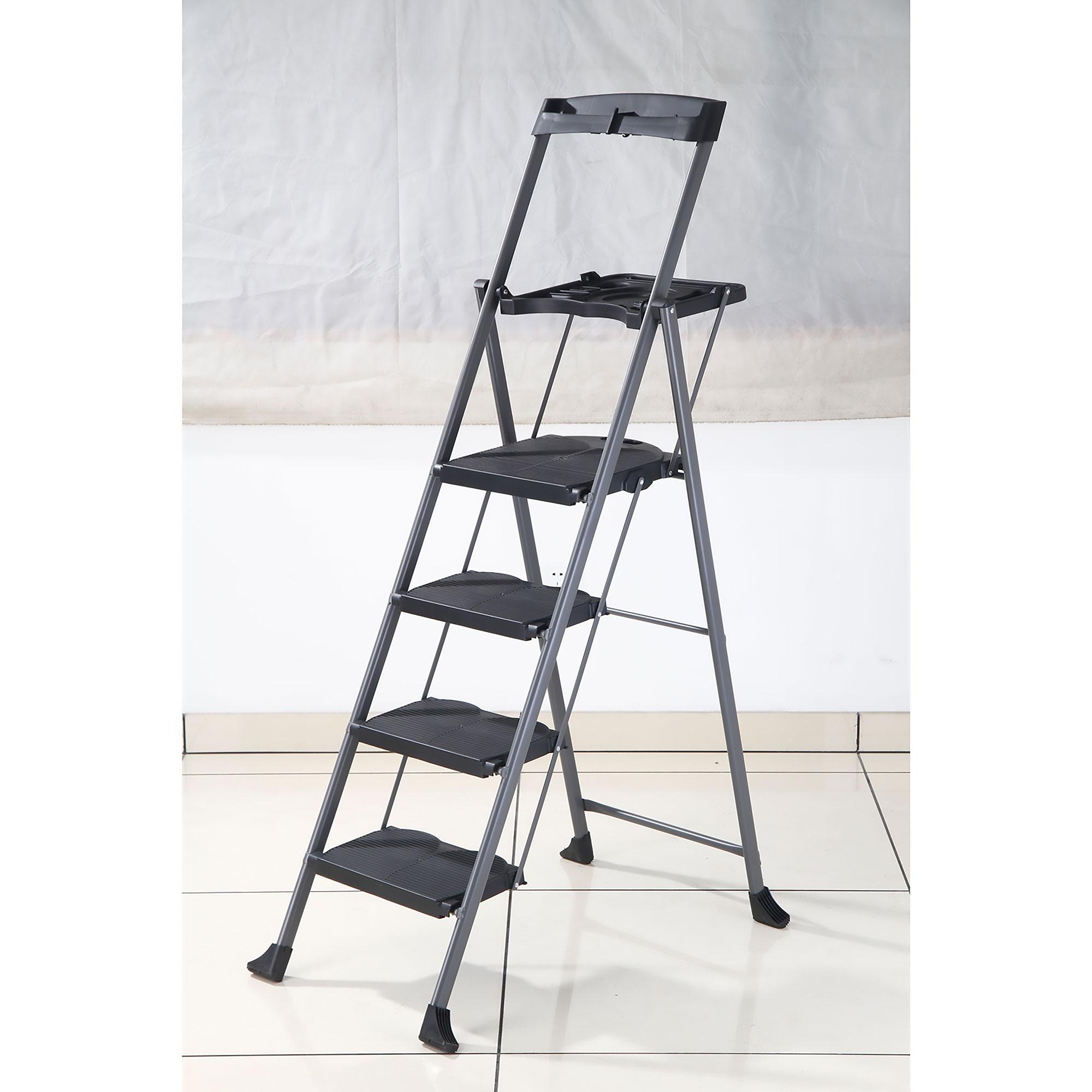 Steel Folding Deluxe 4-Step Ladder