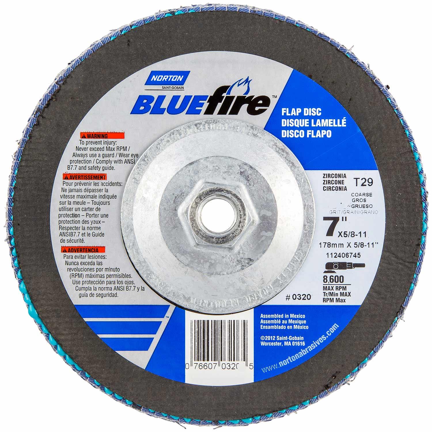 7" x 5/8"-11 BlueFire Flap Discs 80 Grit