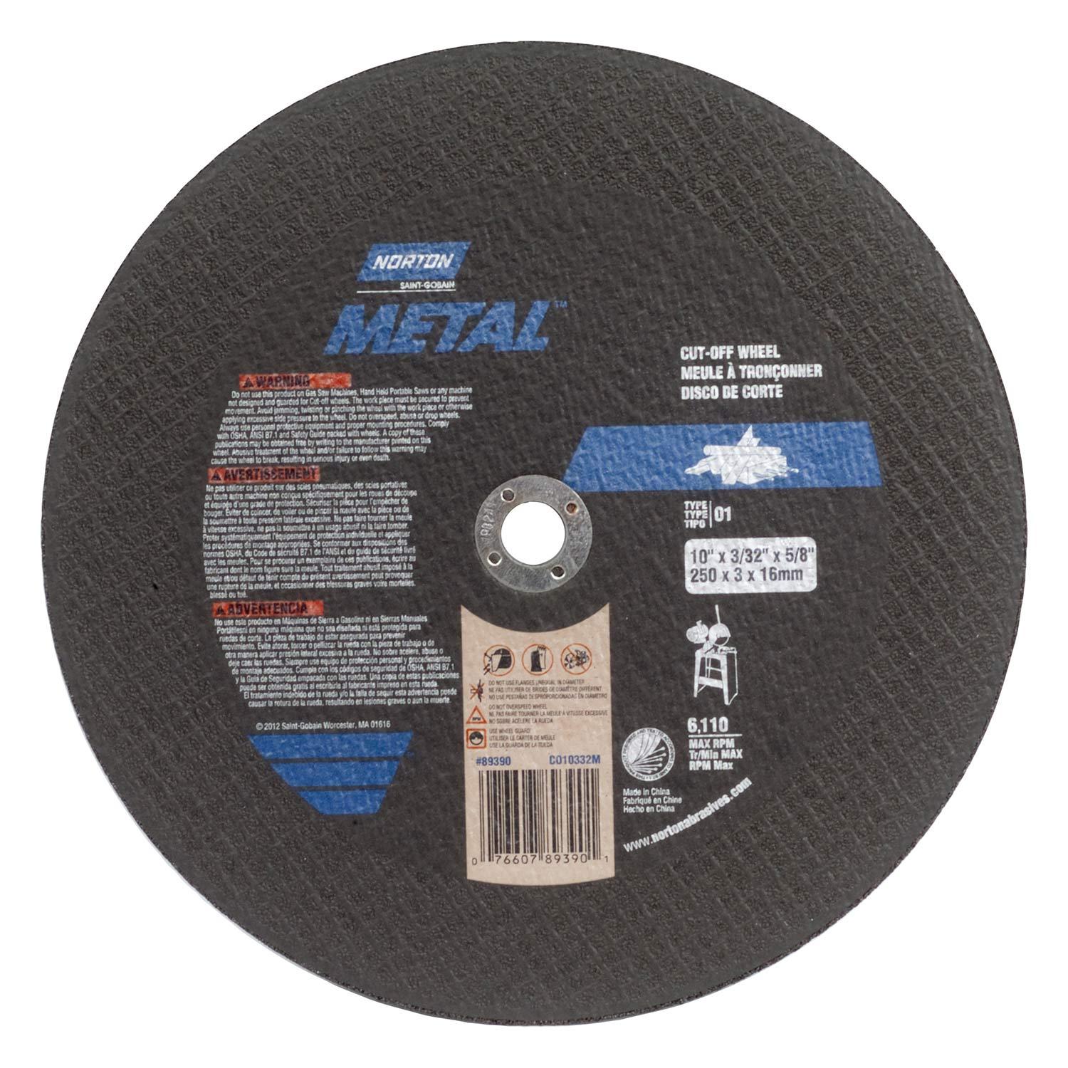 10" x 3/32" x 5/8" Stationary Saw Metal Cut-off Blade