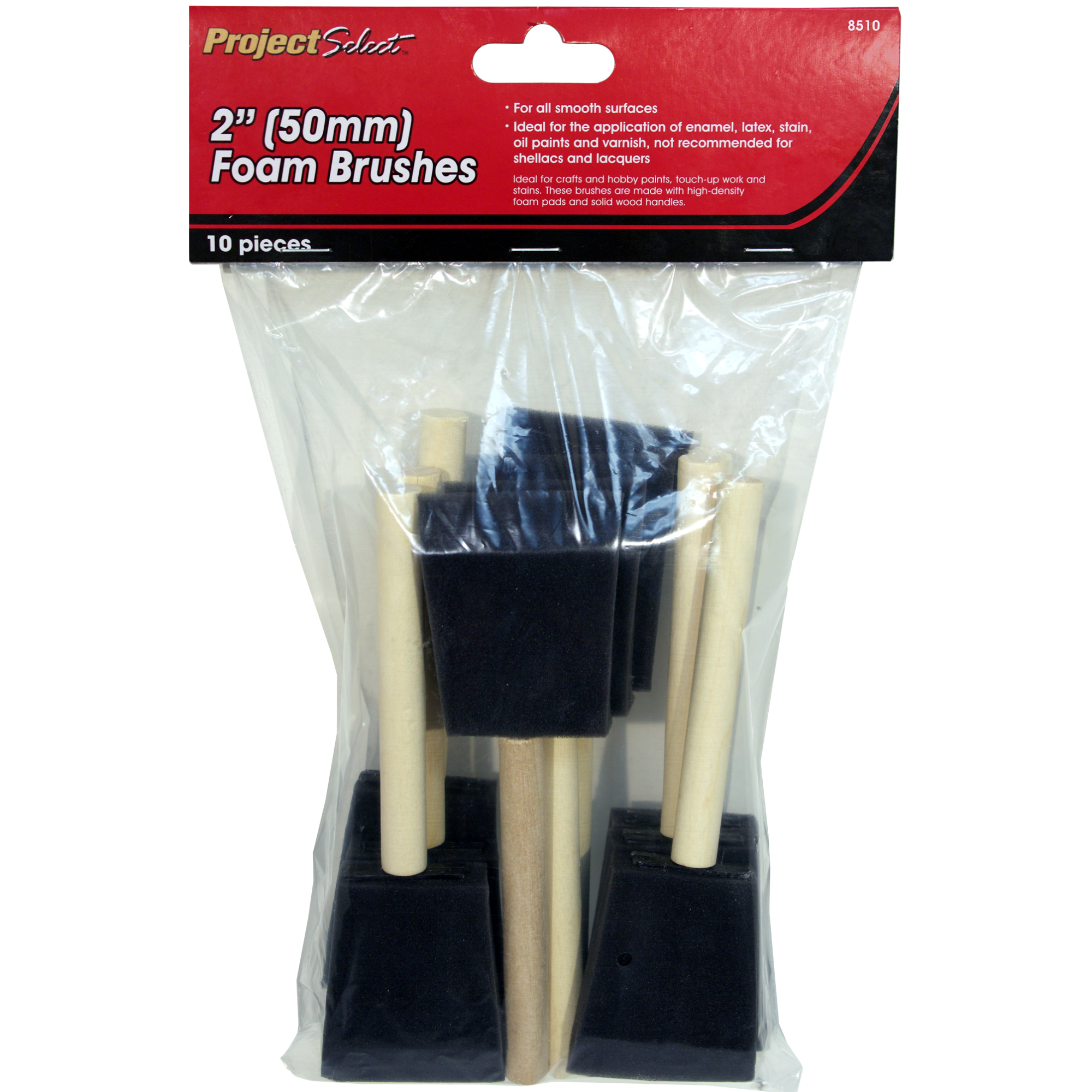 10 Piece 50mm Foam Brushes