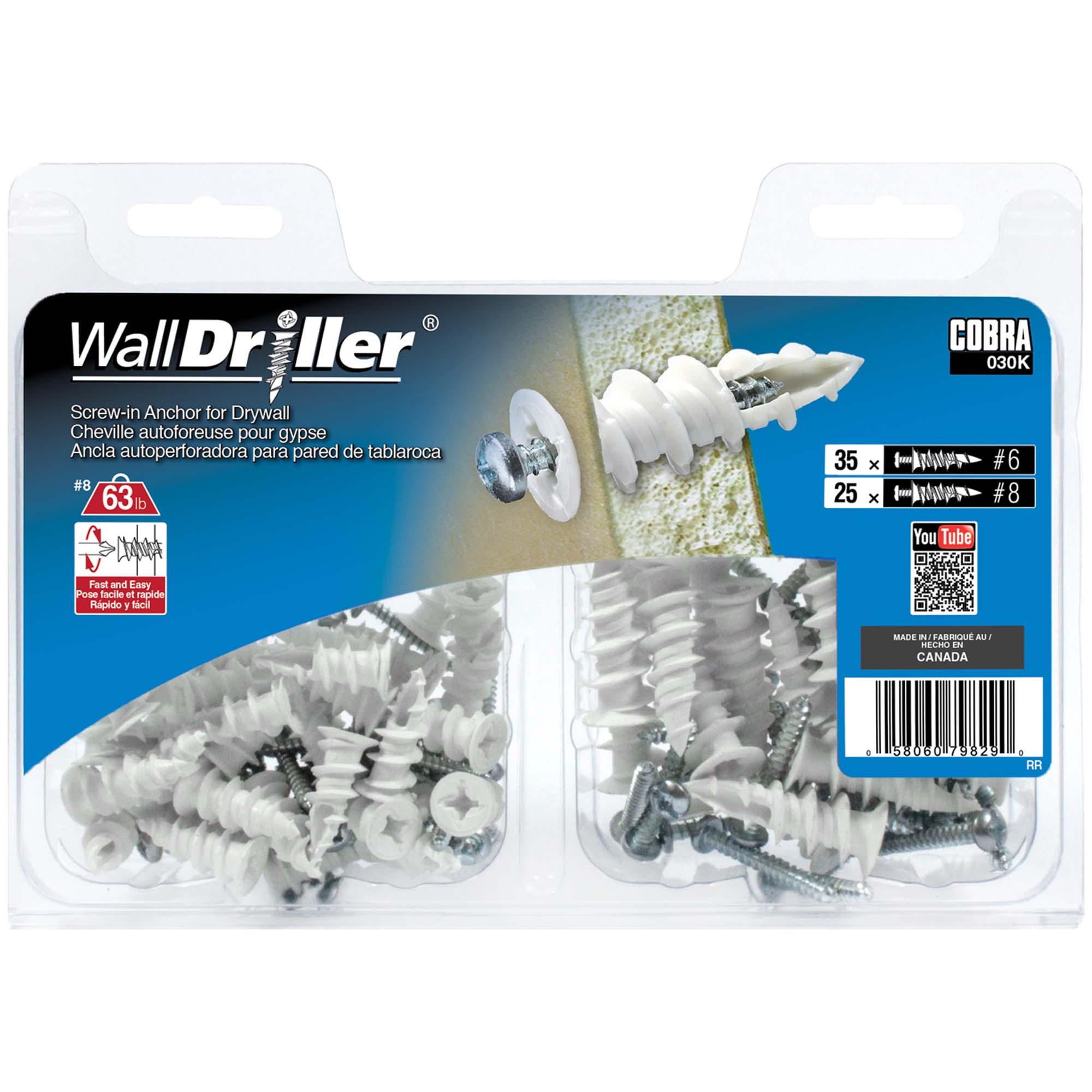 Wall Driller #6 & #8 Nylon Anchors with Screws