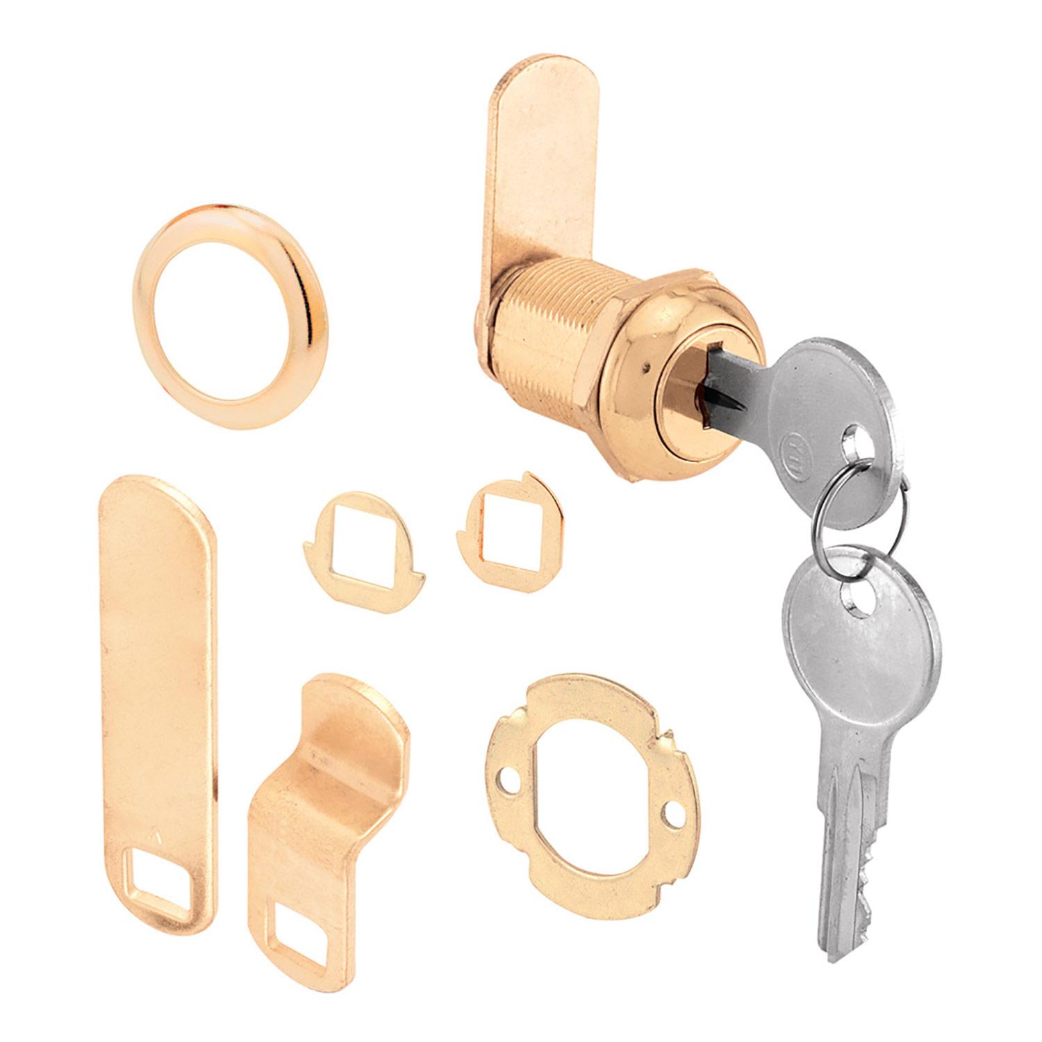 Cam Lock, 3 Cam, 7/8", Brass Plated Diecast