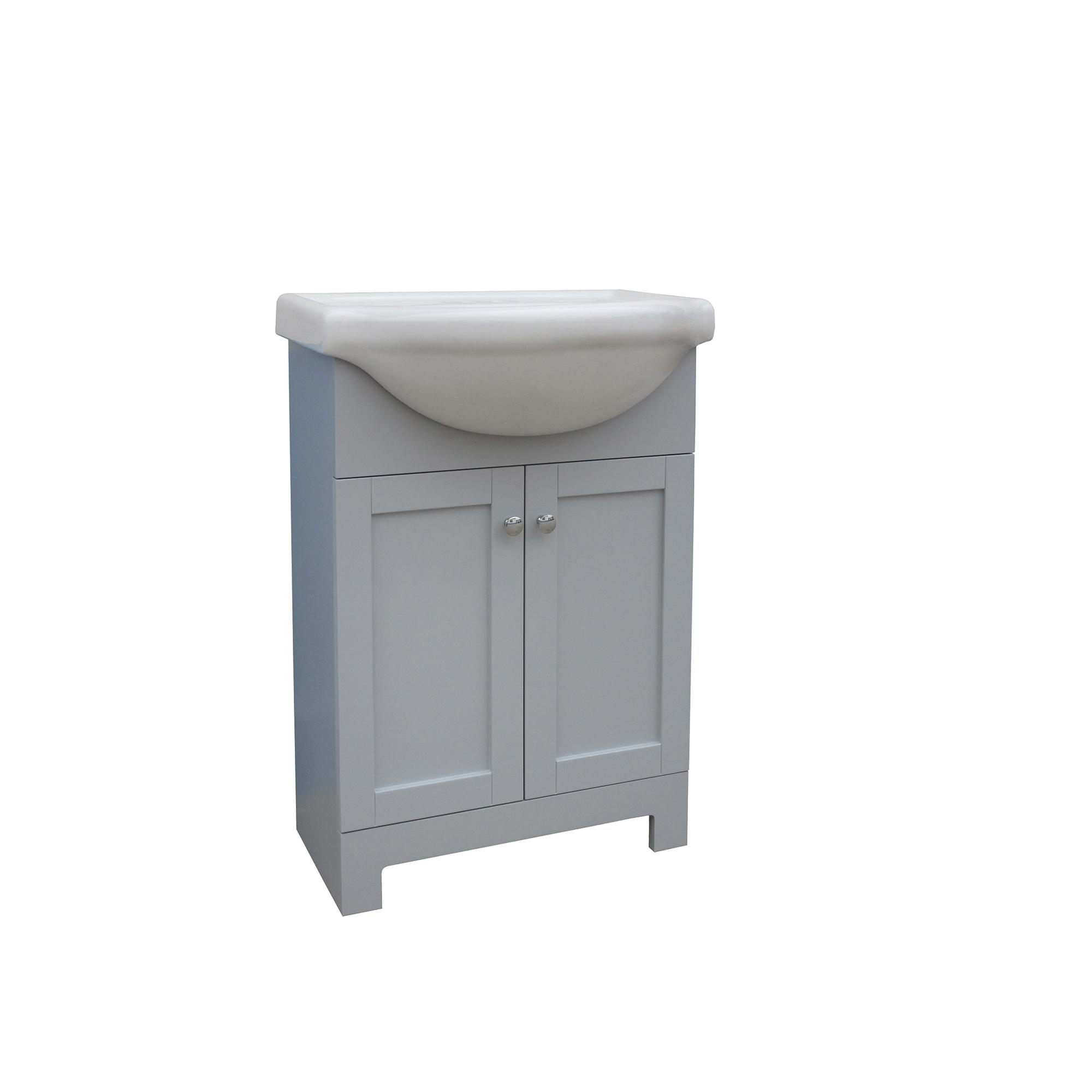 24" Grey Vanity with Ceramic Top