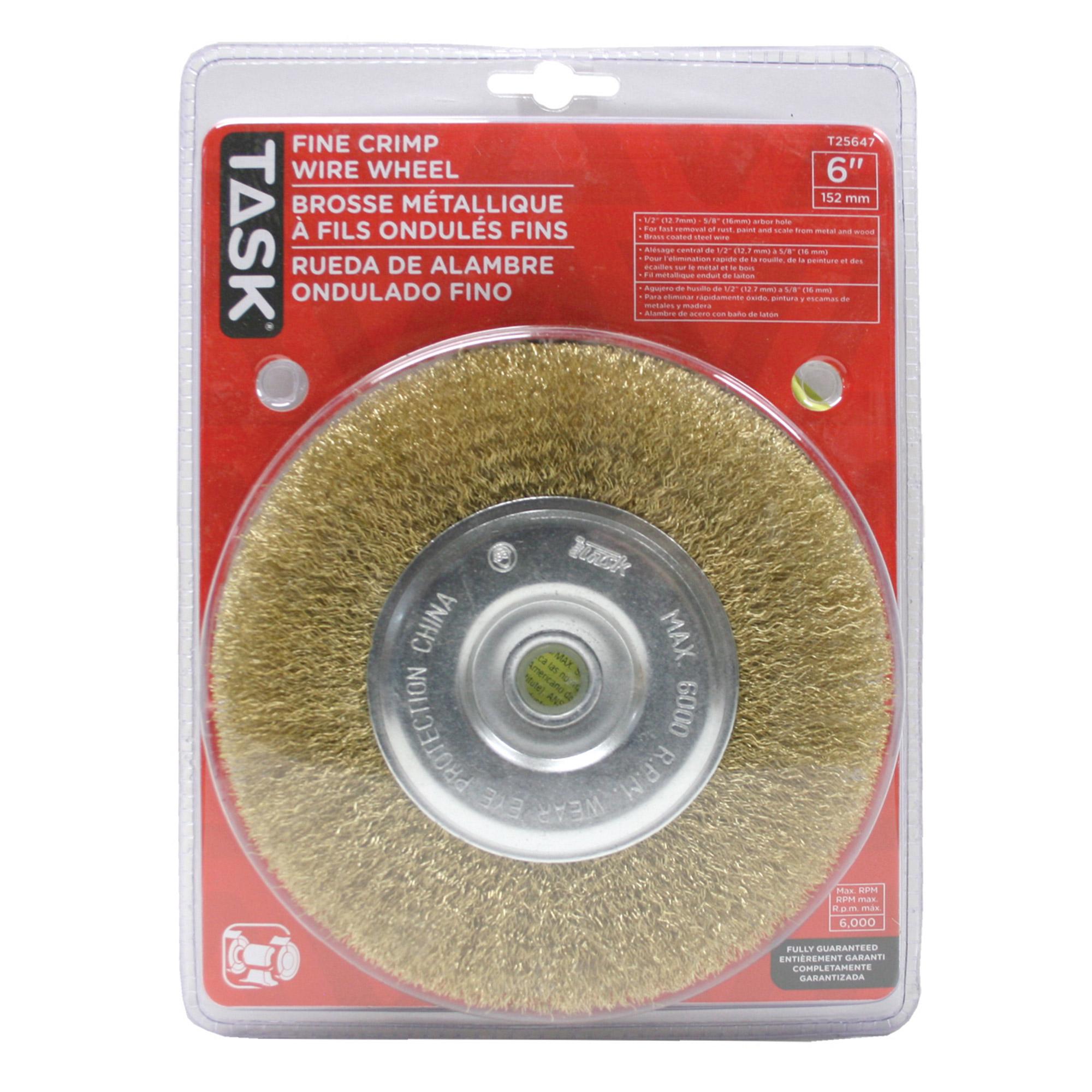 6" Fine Brass Coated Steel Crimp Wire Wheel with 1/2" & 5/8"