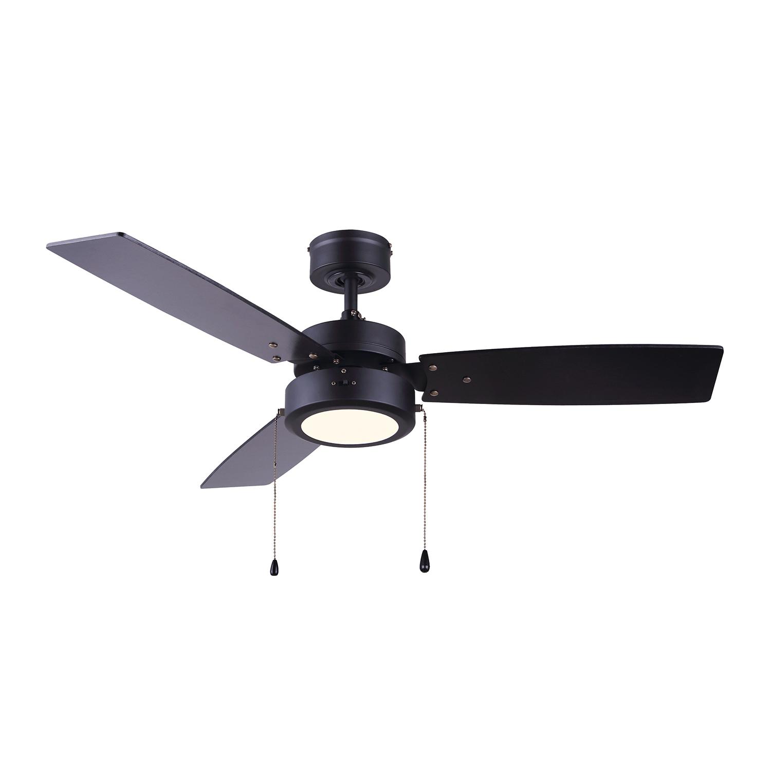 42" Matte Black Wallis Led 3 Blade Ceiling Fan